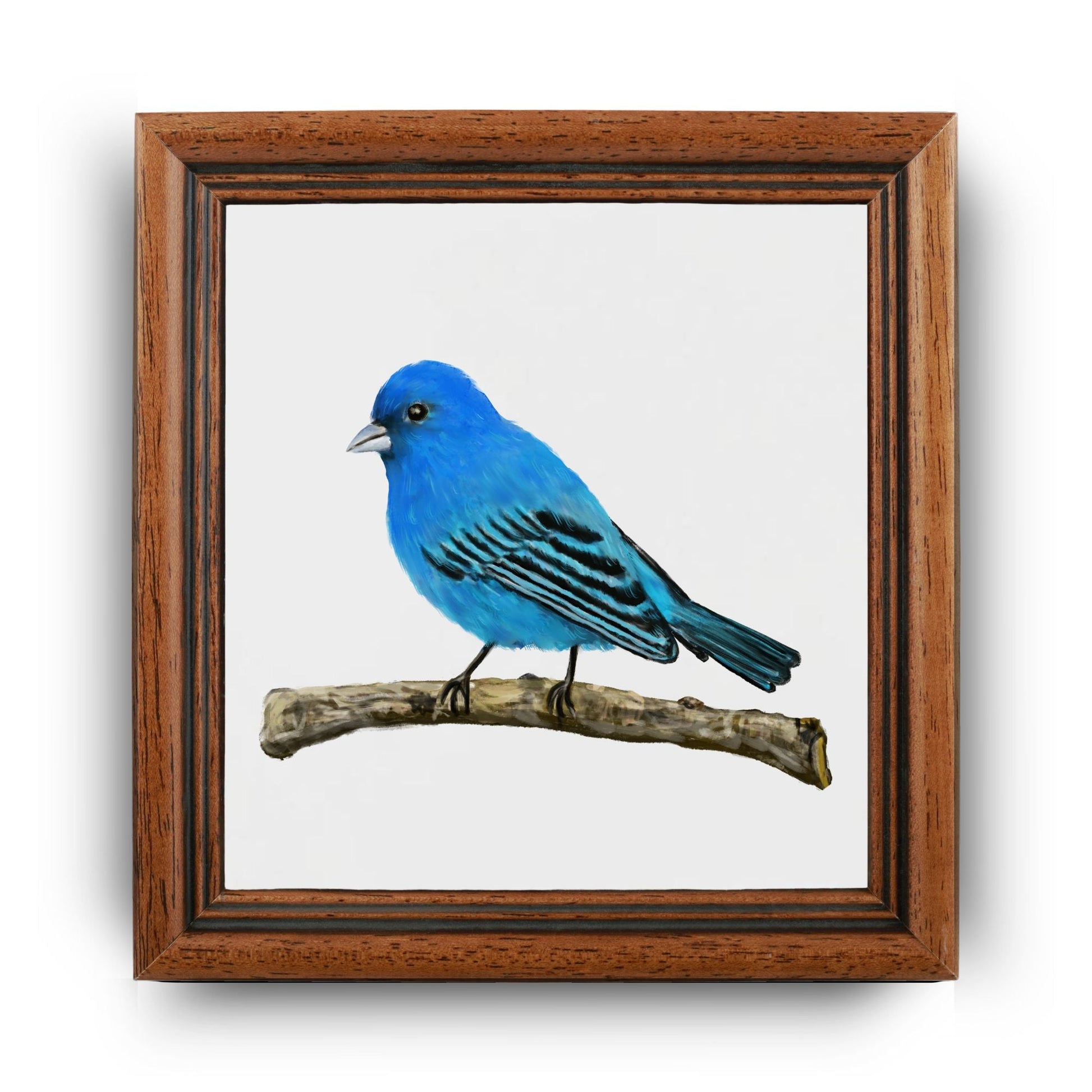 Indigo Bunting Ceramic Tile - MerikaArt