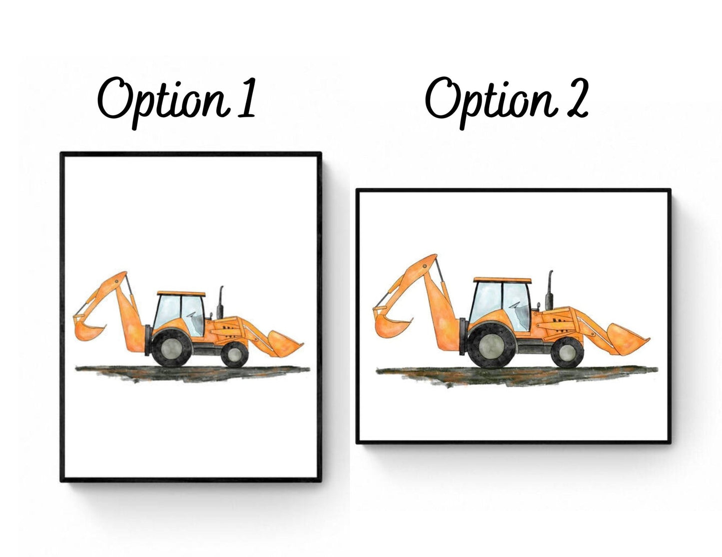 Kids Room Backhoe Wall Art, Backhoe Loader Painting, Construction Nursery Art, Construction Vehicles Poster, Nursery Gift, Loader Excavator - MerikaArt