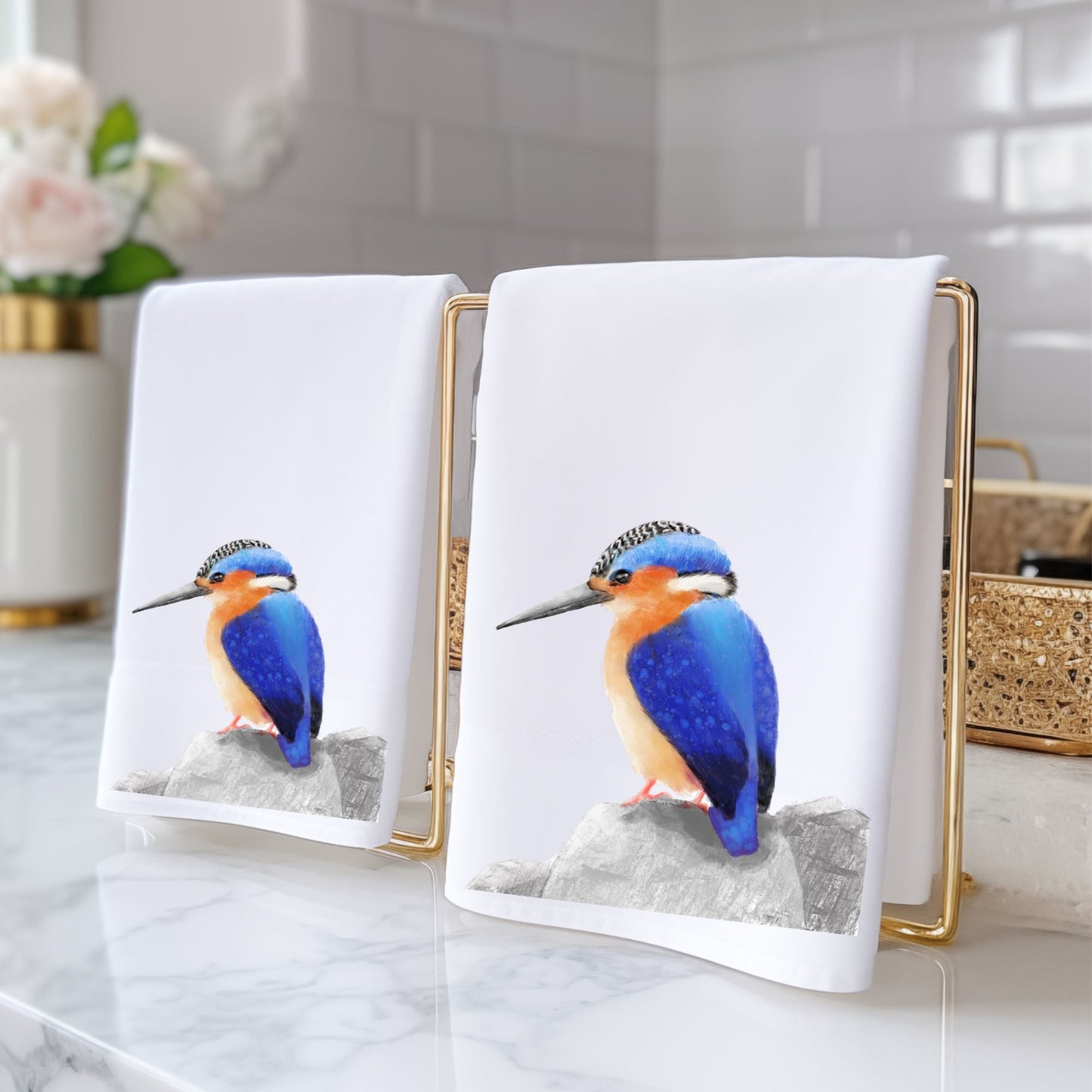 Kingfisher Bathroom Towel - MerikaArt