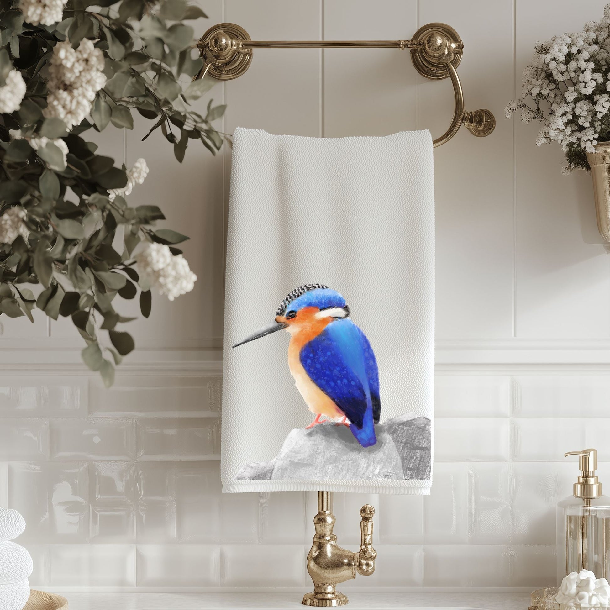 Kingfisher Bathroom Towel - MerikaArt