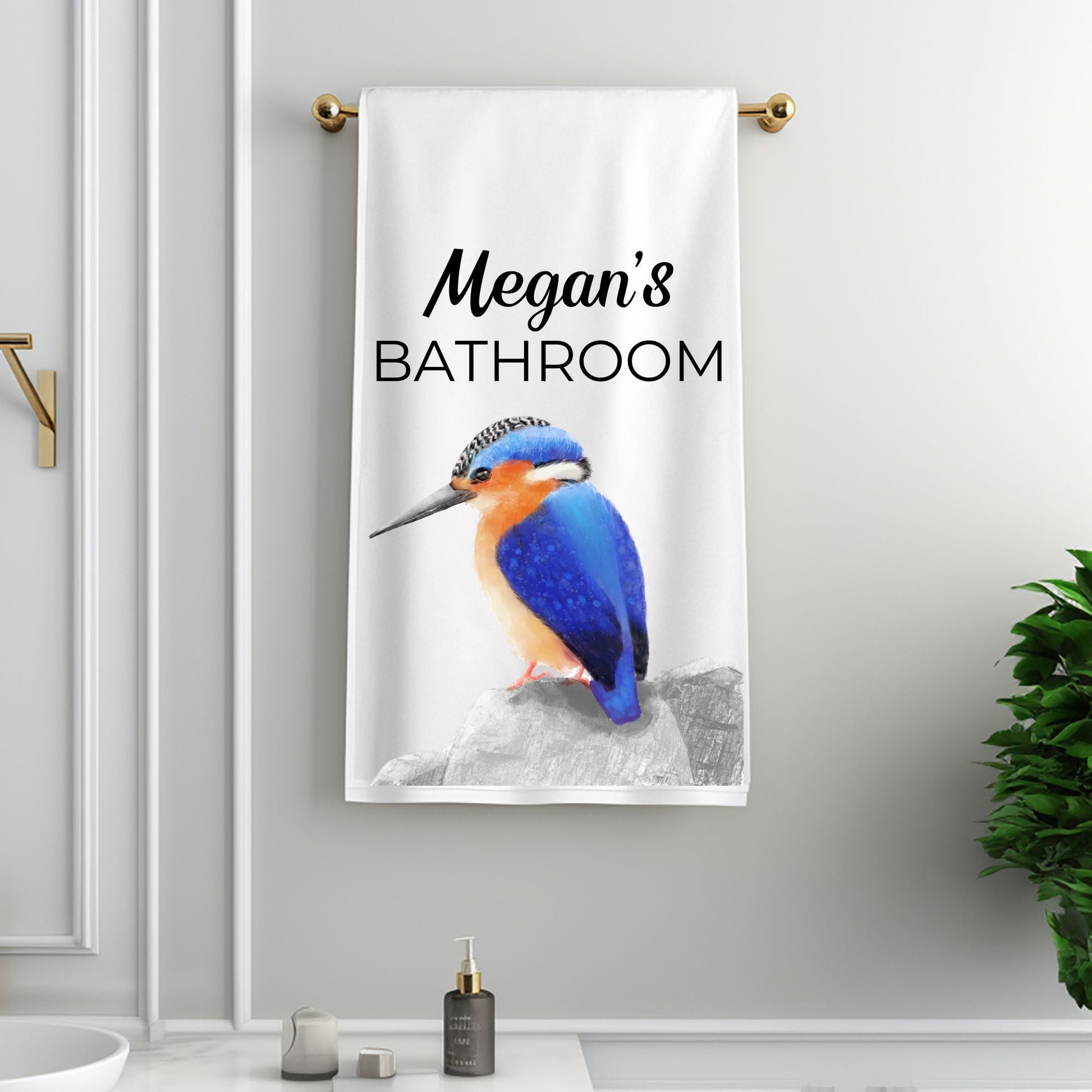 Kingfisher Bathroom Towel - MerikaArt