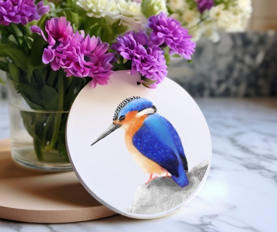 Kingfisher Ceramic Coaster - MerikaArt