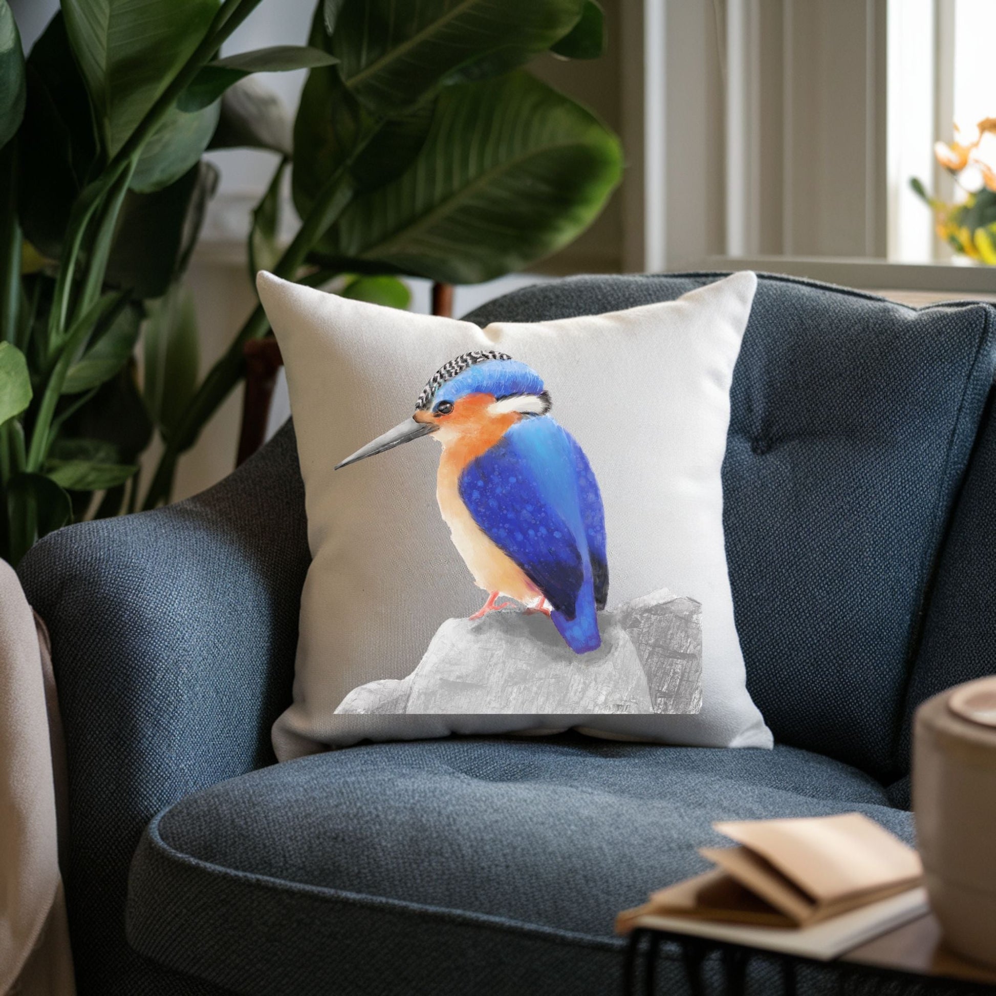 Kingfisher Pillow - Nature Inspired Home Decor - MerikaArt