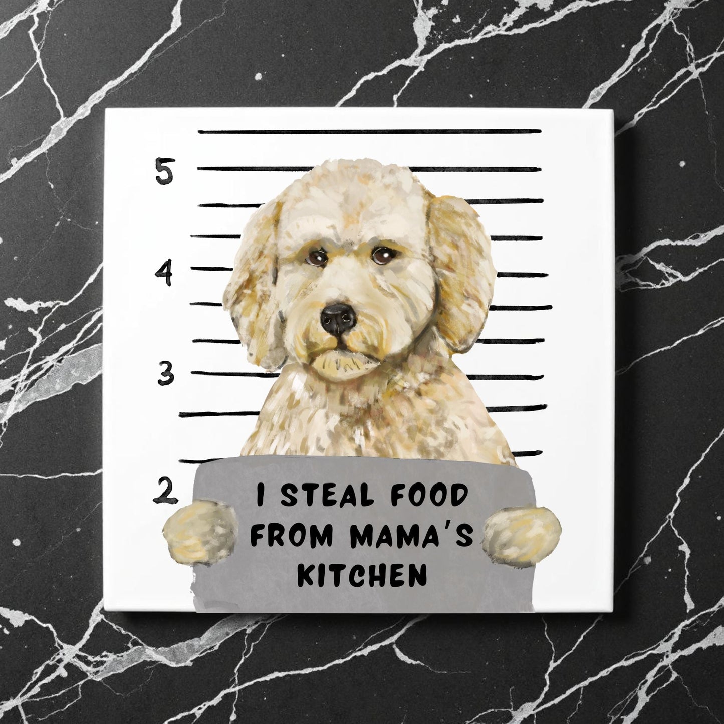 Labradoodle Mugshot Ceramic Tile - MerikaArt