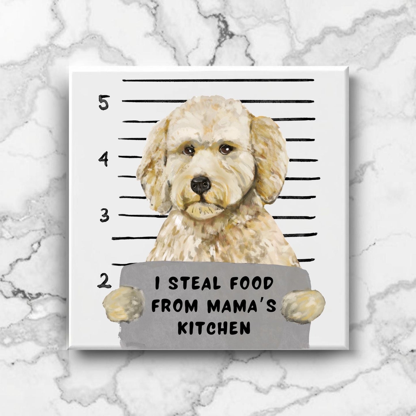 Labradoodle Mugshot Ceramic Tile - MerikaArt