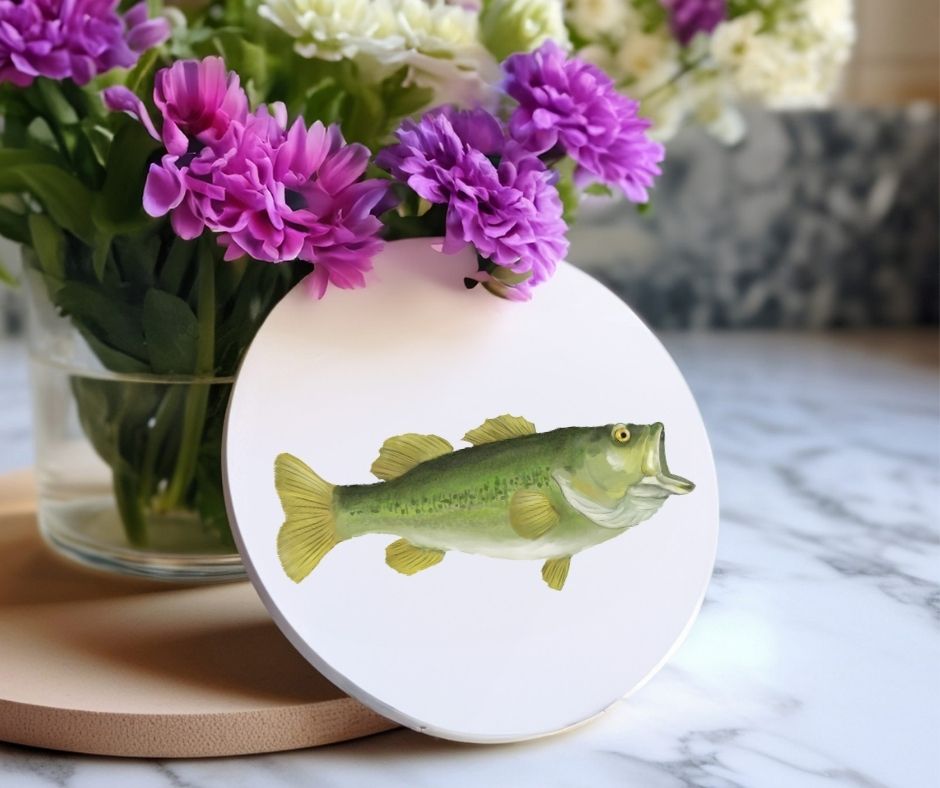 Largemouth Bass Ceramic Coaster - MerikaArt