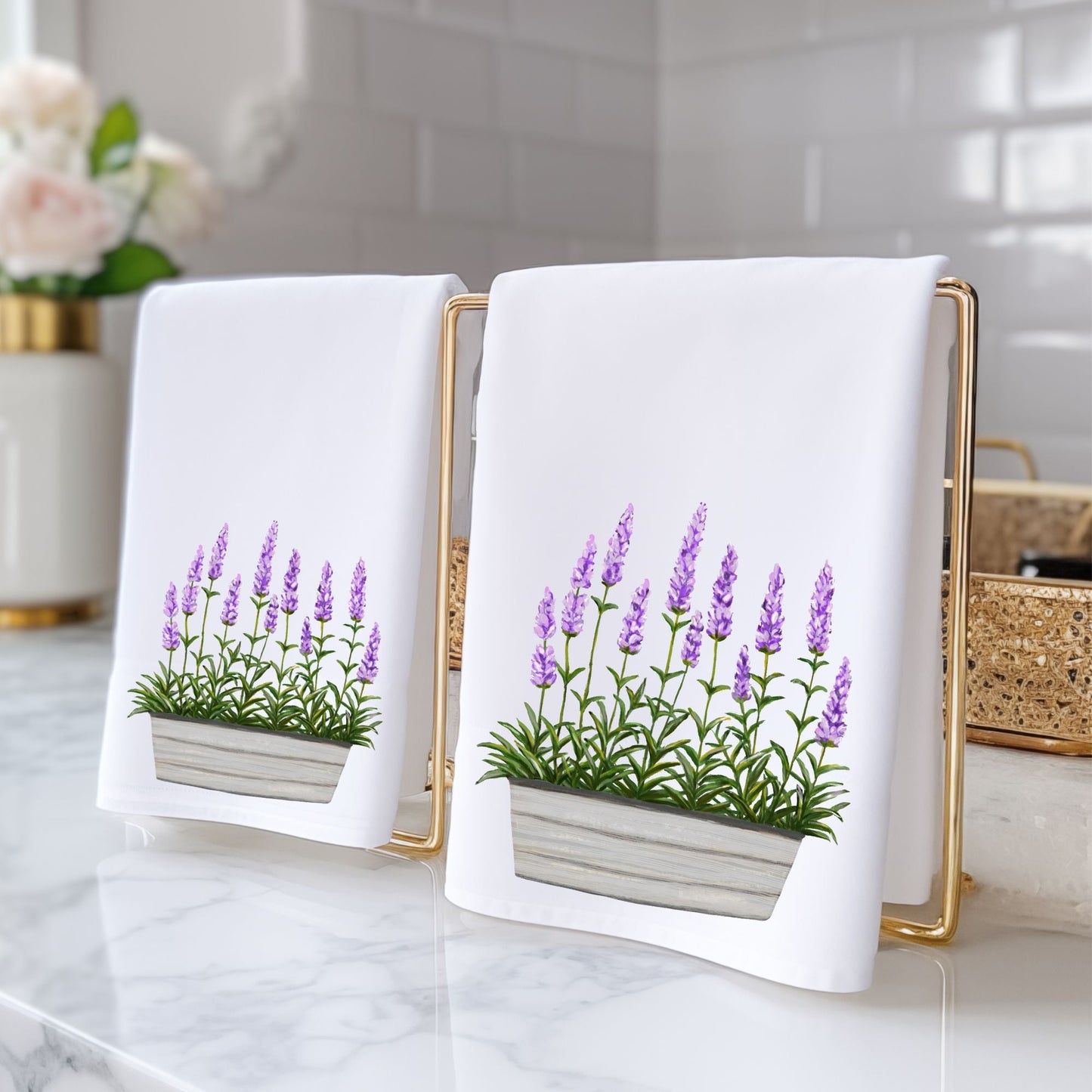 Lavender Planter Bathroom Towel - MerikaArt