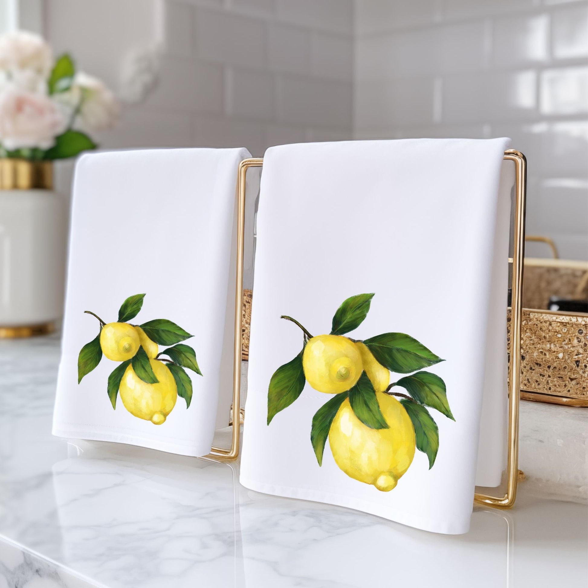 Lemon Branch Bathroom Towel - MerikaArt