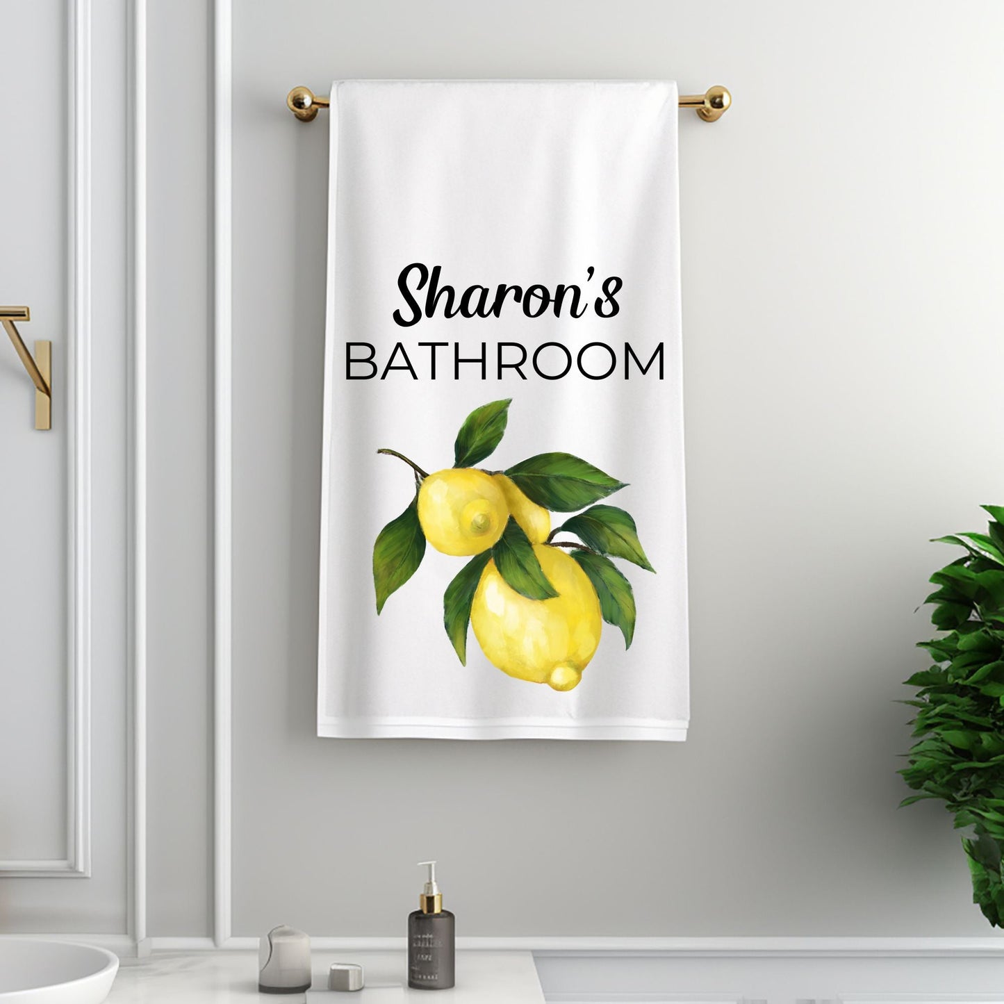 Lemon Branch Bathroom Towel - MerikaArt