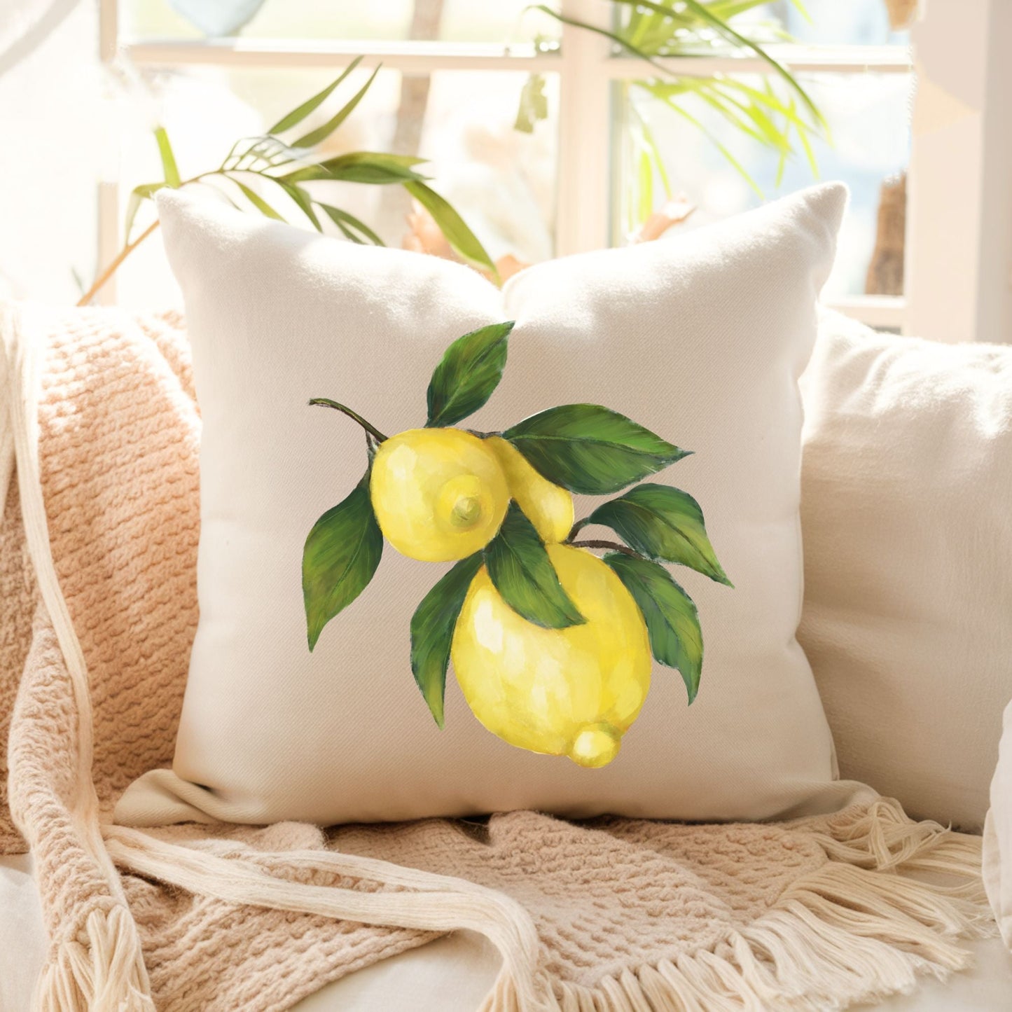 Lemon Branch Pillow - MerikaArt