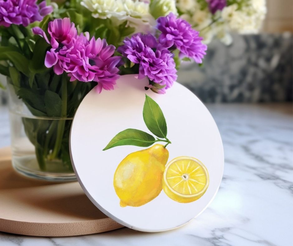 Lemon Ceramic Coaster - MerikaArt