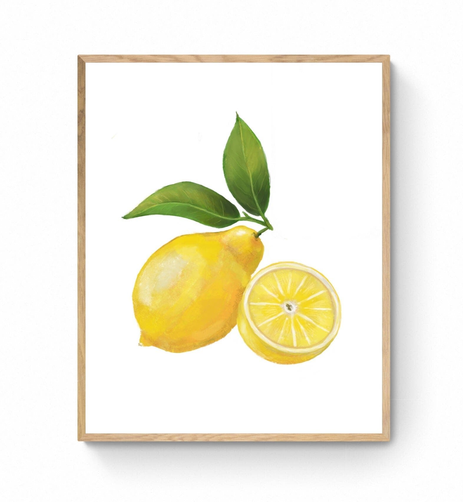 Lemon Print, Fresh Lemons Wall Art, Kitchen Wall Hanging, Dining Room Decor, Citrus Painting, Fruit Illustration, Farmhouse Wall Decor - MerikaArt