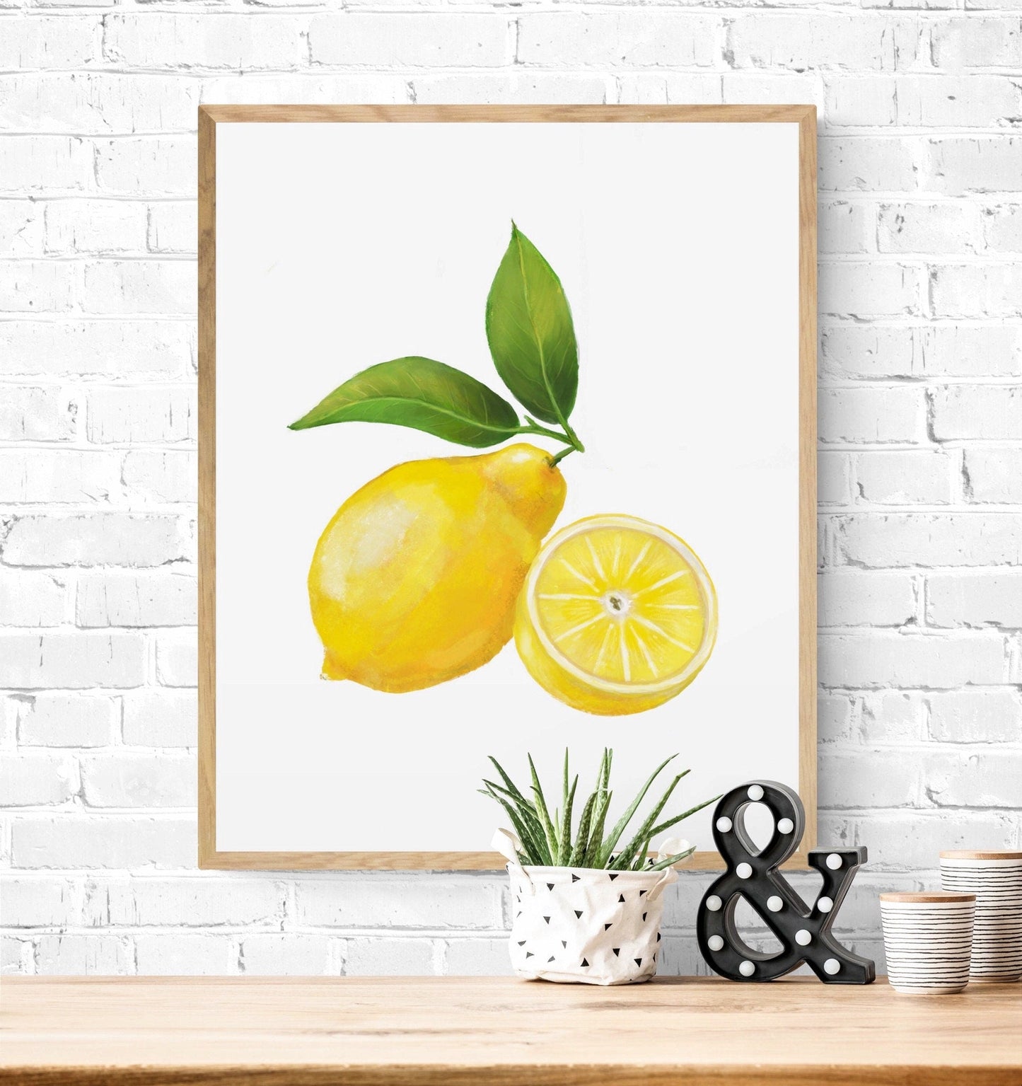 Lemon Print, Fresh Lemons Wall Art, Kitchen Wall Hanging, Dining Room Decor, Citrus Painting, Fruit Illustration, Farmhouse Wall Decor - MerikaArt