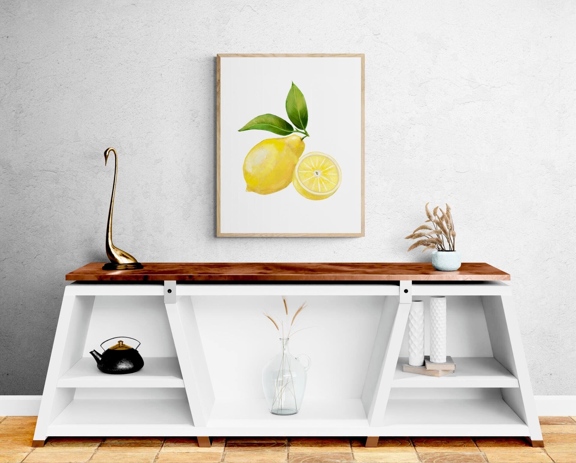 Lemon Print, Fresh Lemons Wall Art, Kitchen Wall Hanging, Dining Room Decor, Citrus Painting, Fruit Illustration, Farmhouse Wall Decor - MerikaArt