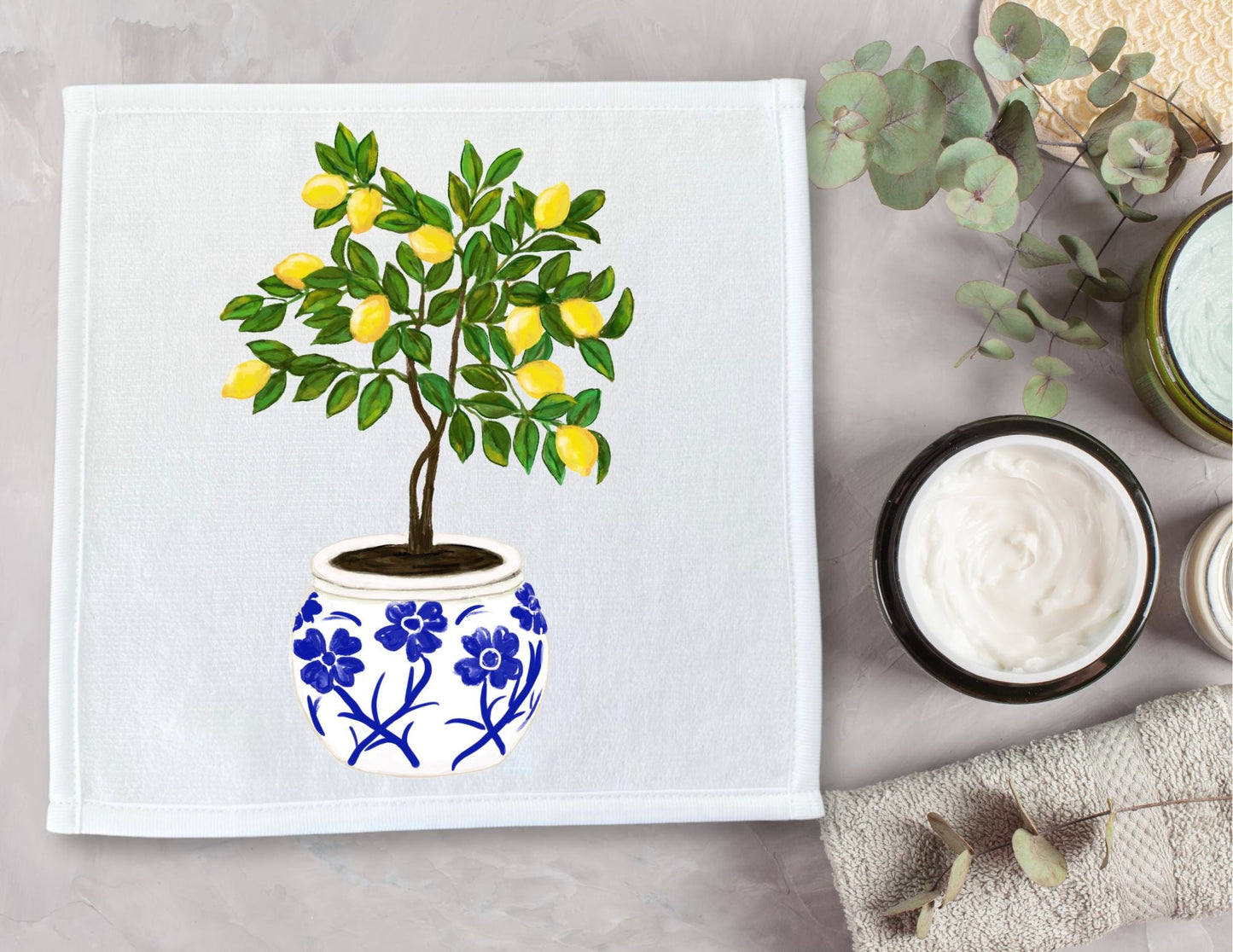 Lemon Tree Washcloth - MerikaArt