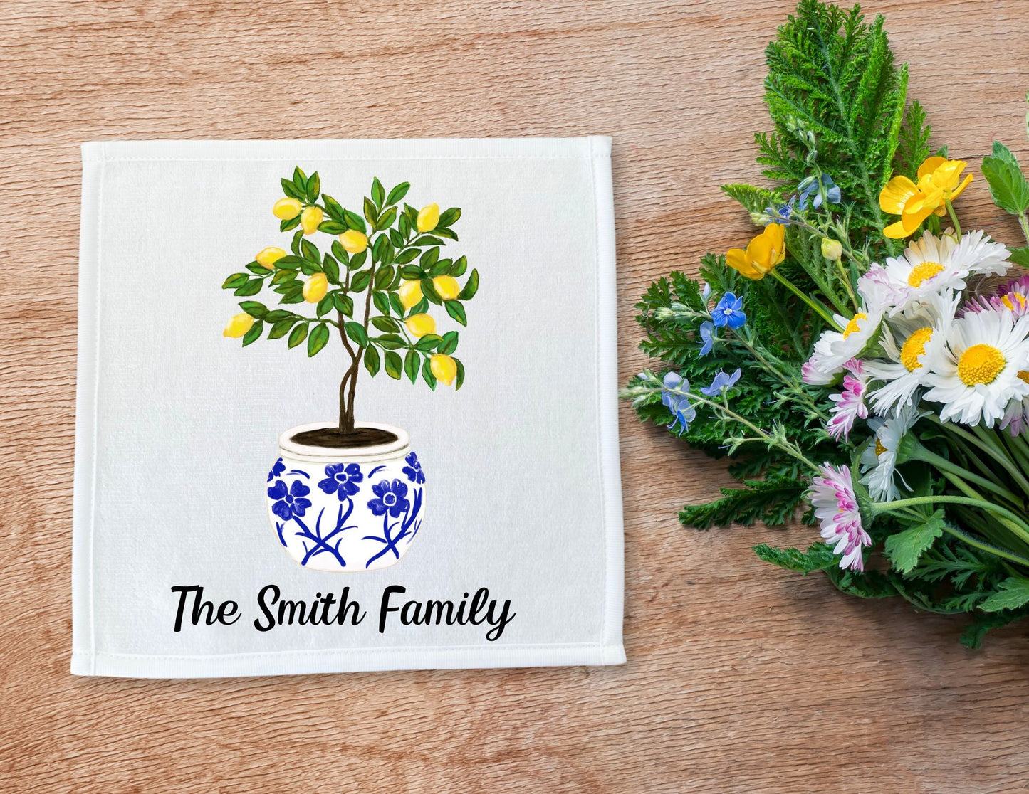 Lemon Tree Washcloth - MerikaArt