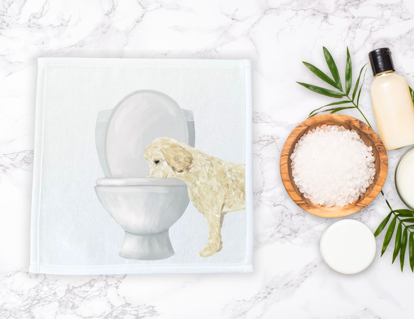 Light Dog Toilet Washcloth - MerikaArt