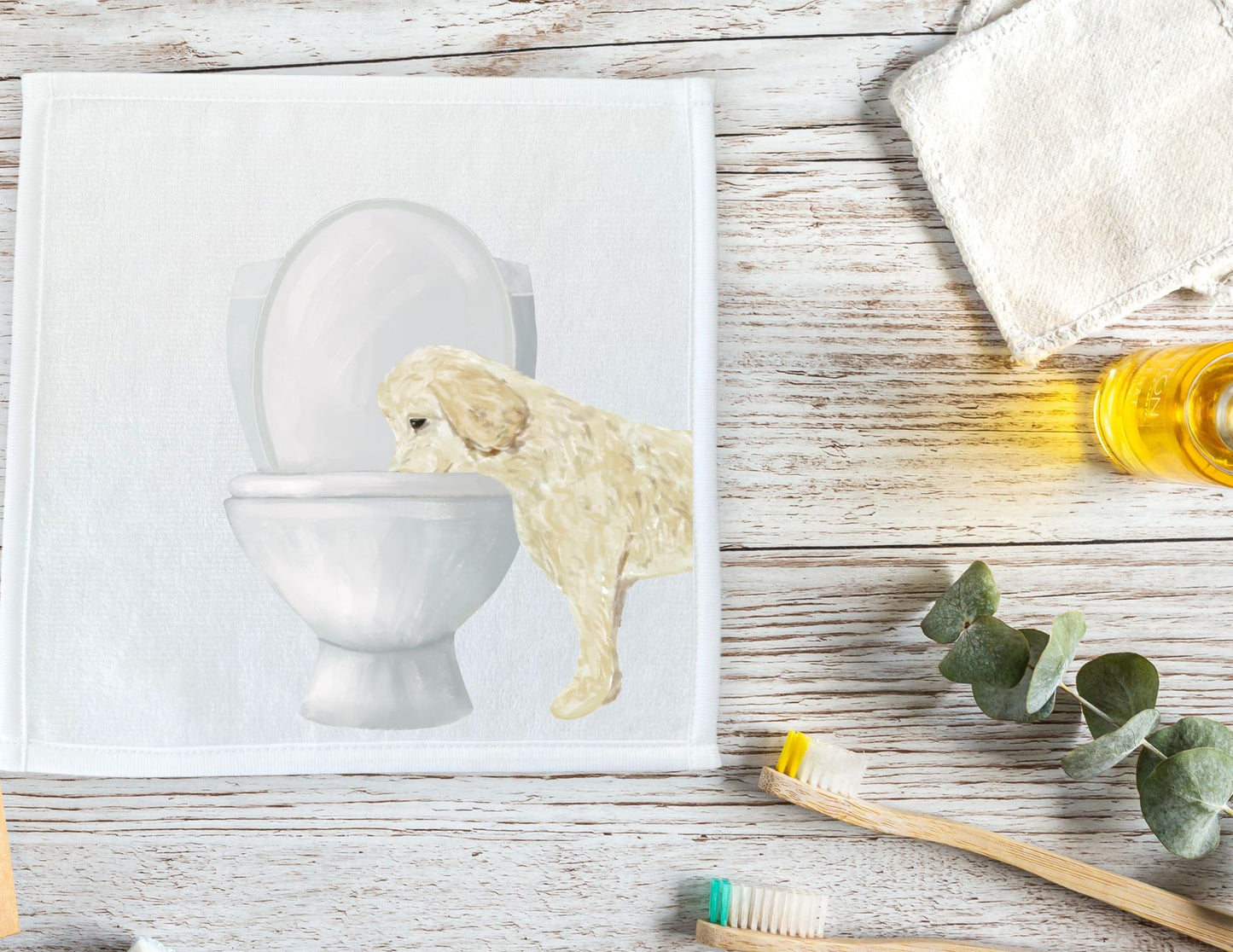 Light Dog Toilet Washcloth - MerikaArt