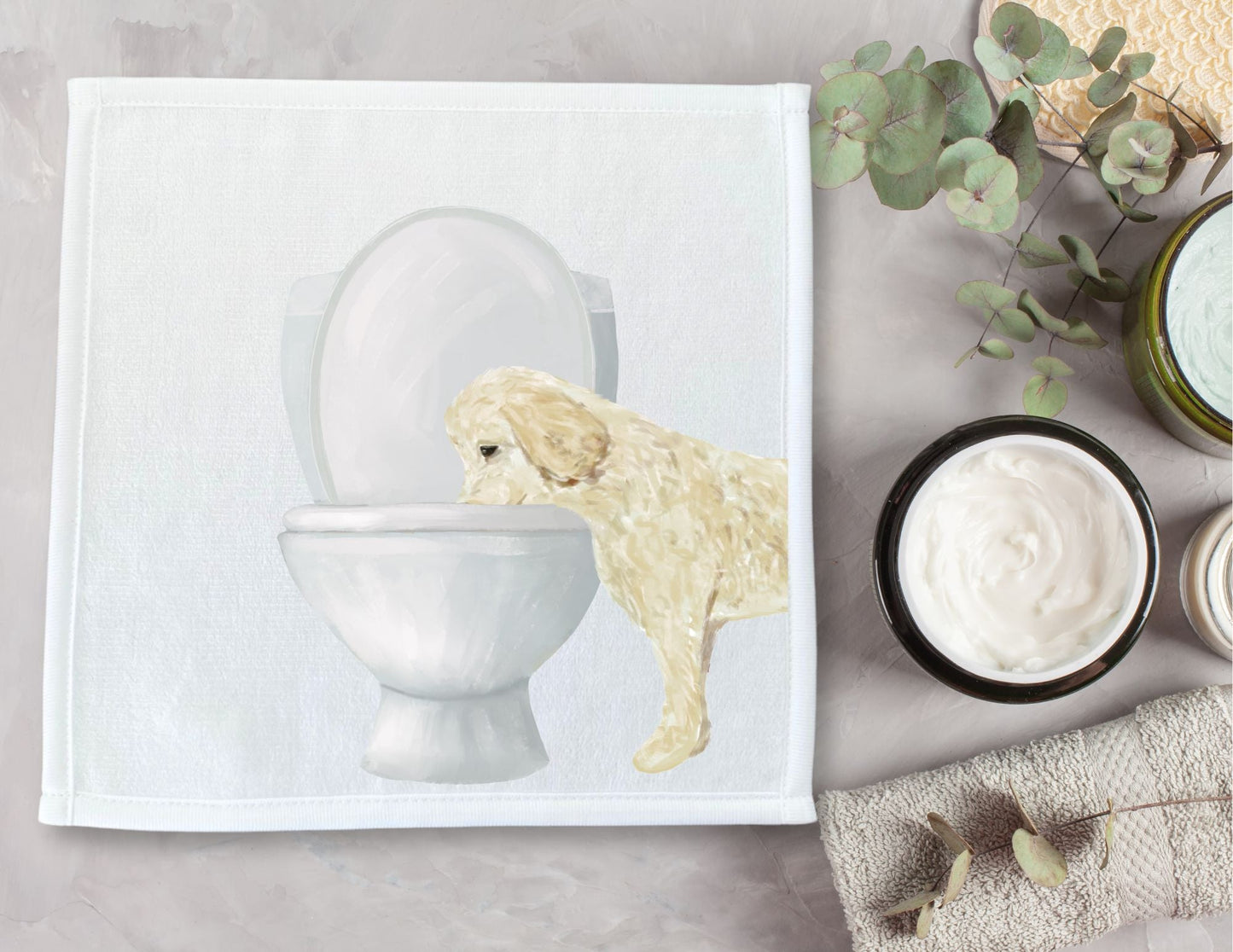 Light Dog Toilet Washcloth - MerikaArt