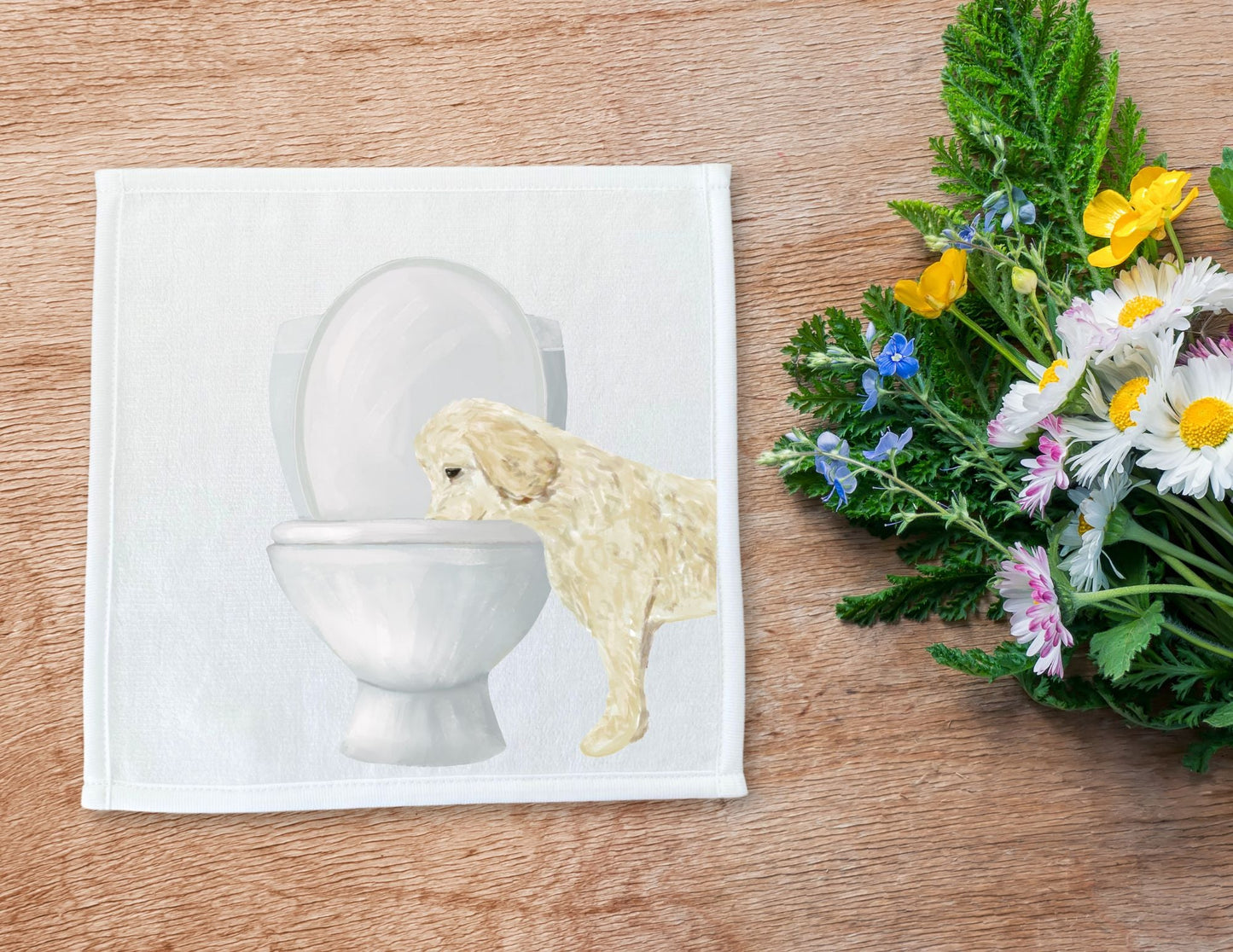 Light Dog Toilet Washcloth - MerikaArt