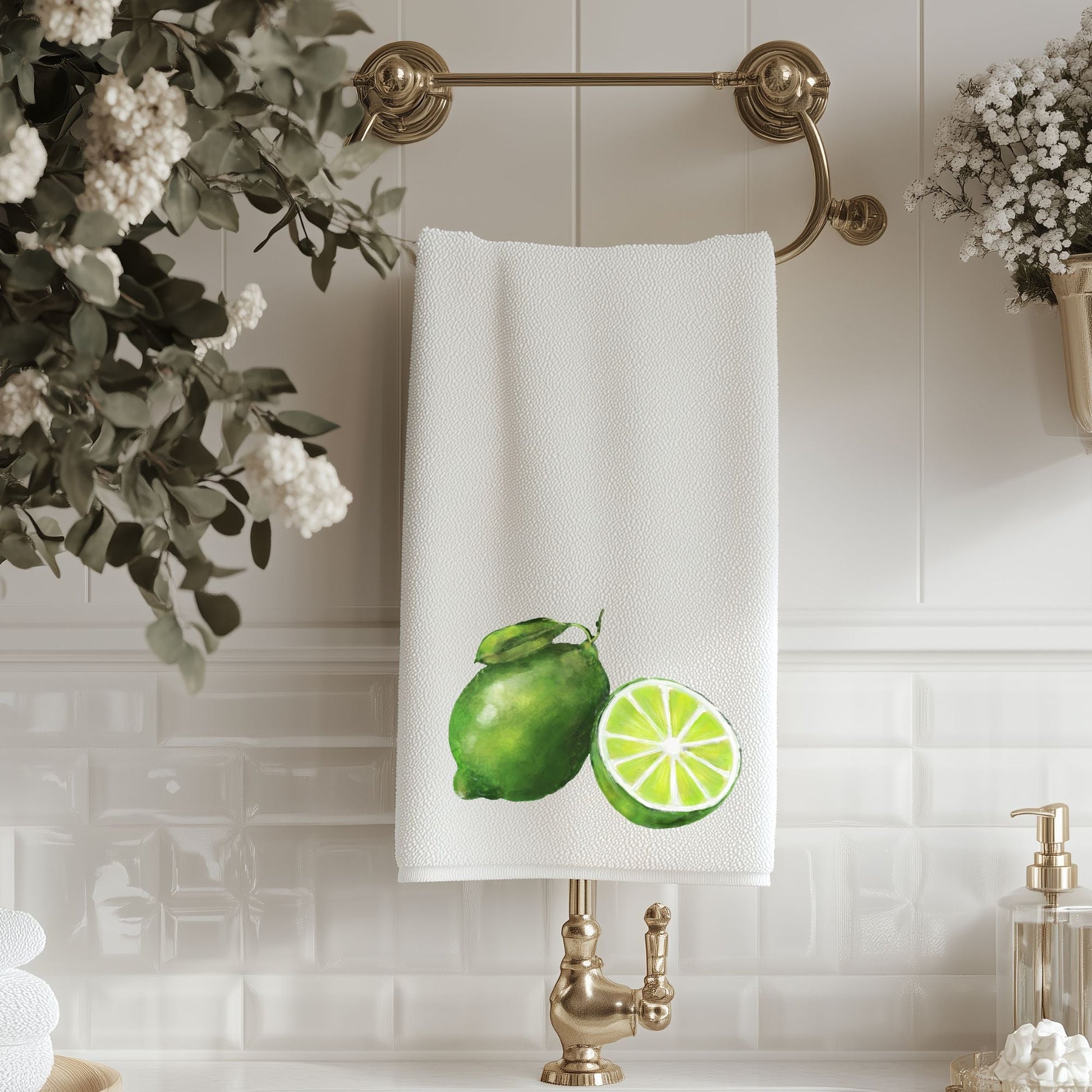 Lime Fruit Bathroom Towel - MerikaArt