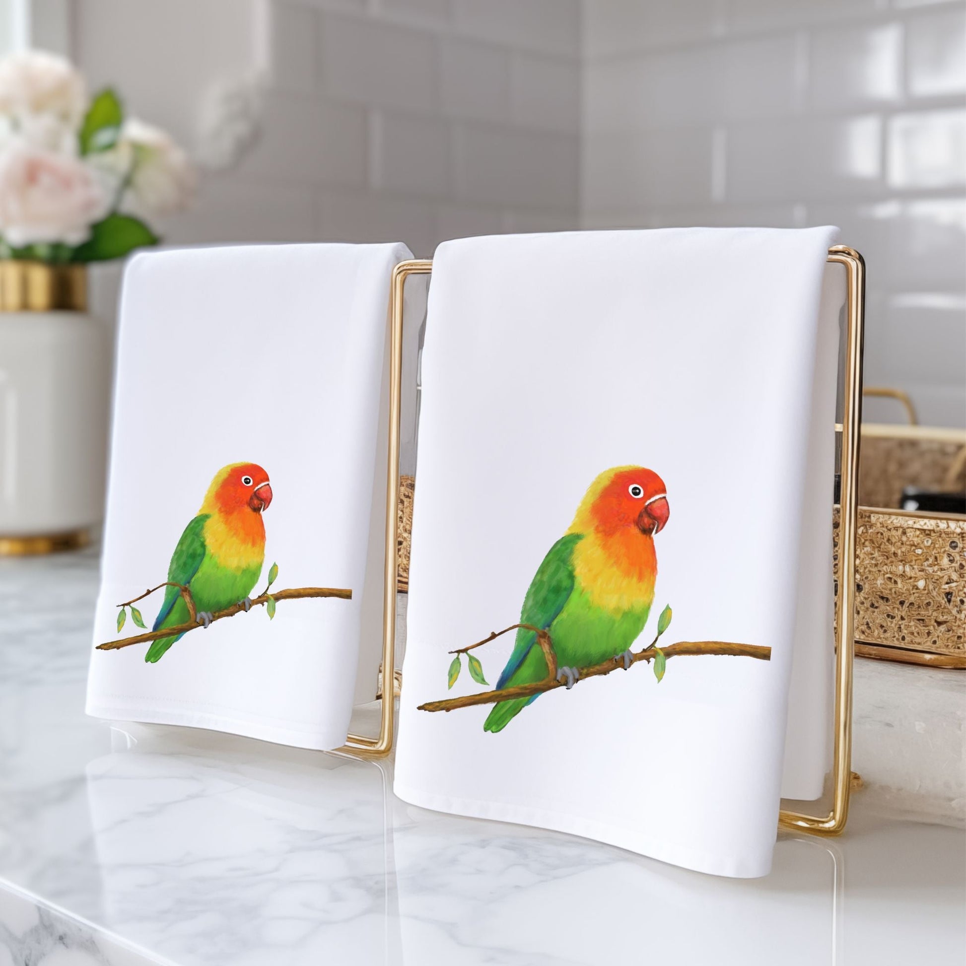 Lovebird Bathroom Towel - MerikaArt