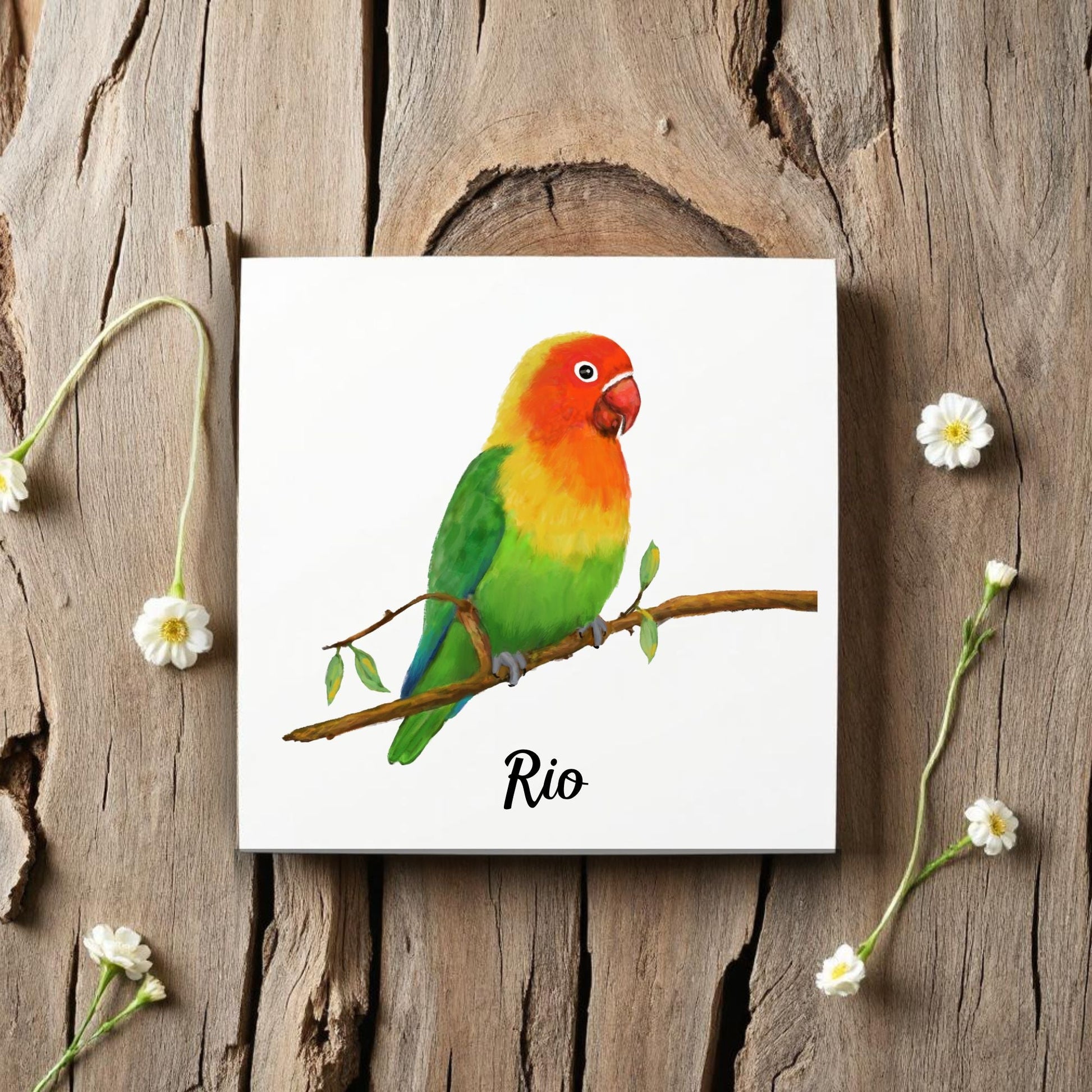 Lovebird Ceramic Tile – Handcrafted Bird Lover Artwork - MerikaArt