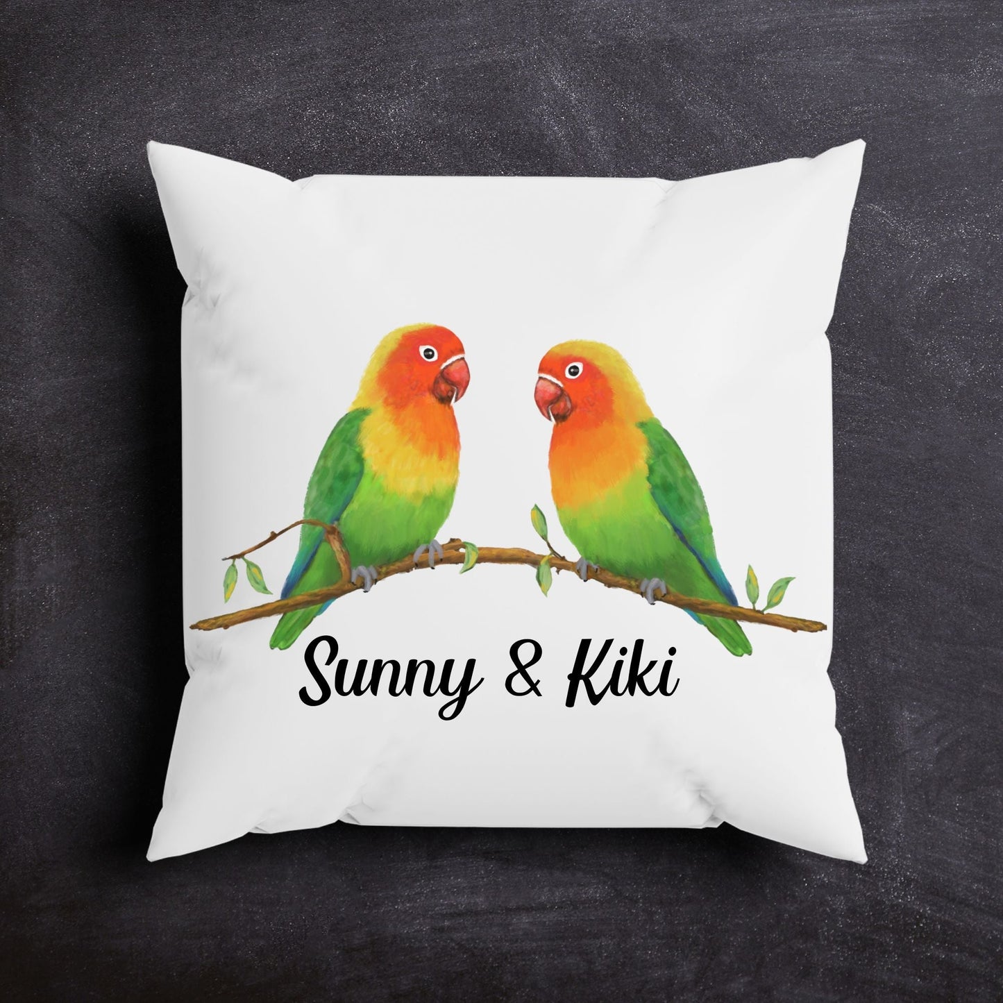 Lovebird Couple Bird Pillow - MerikaArt