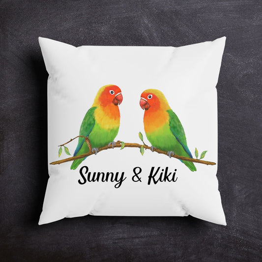 Lovebird Couple Bird Pillow - MerikaArt