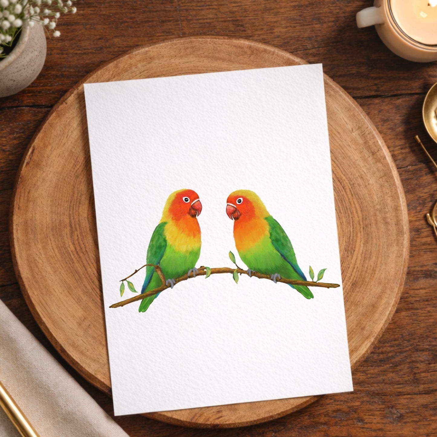 Lovebird Pair Postcard - MerikaArt