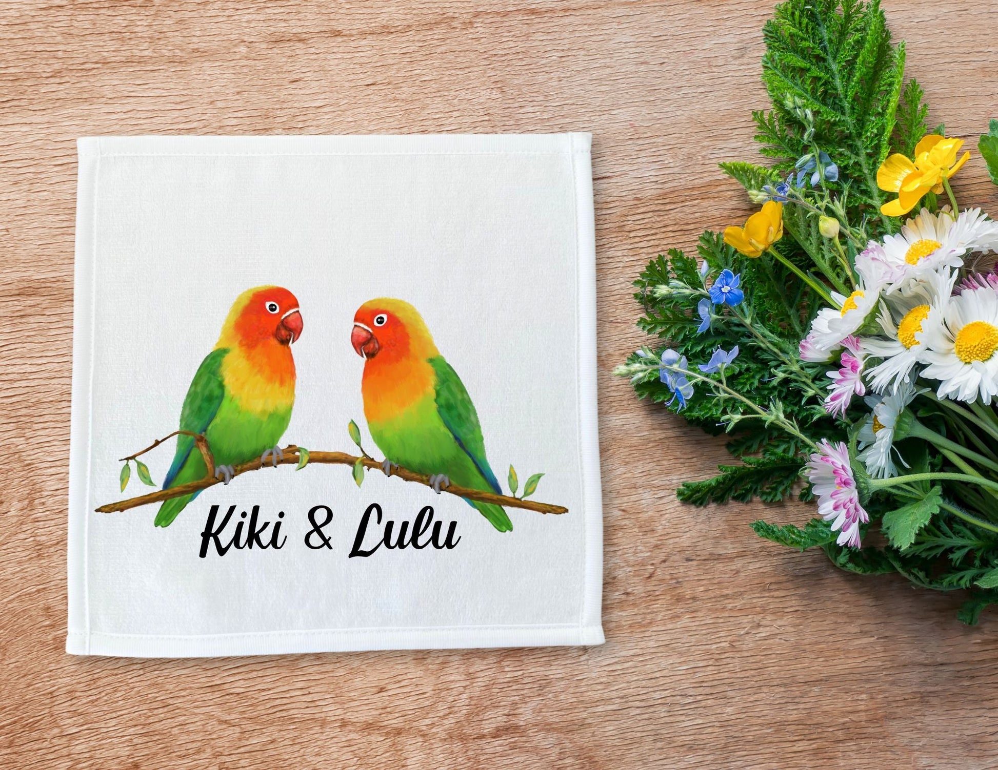 Lovebirds Parrot Washcloth - MerikaArt