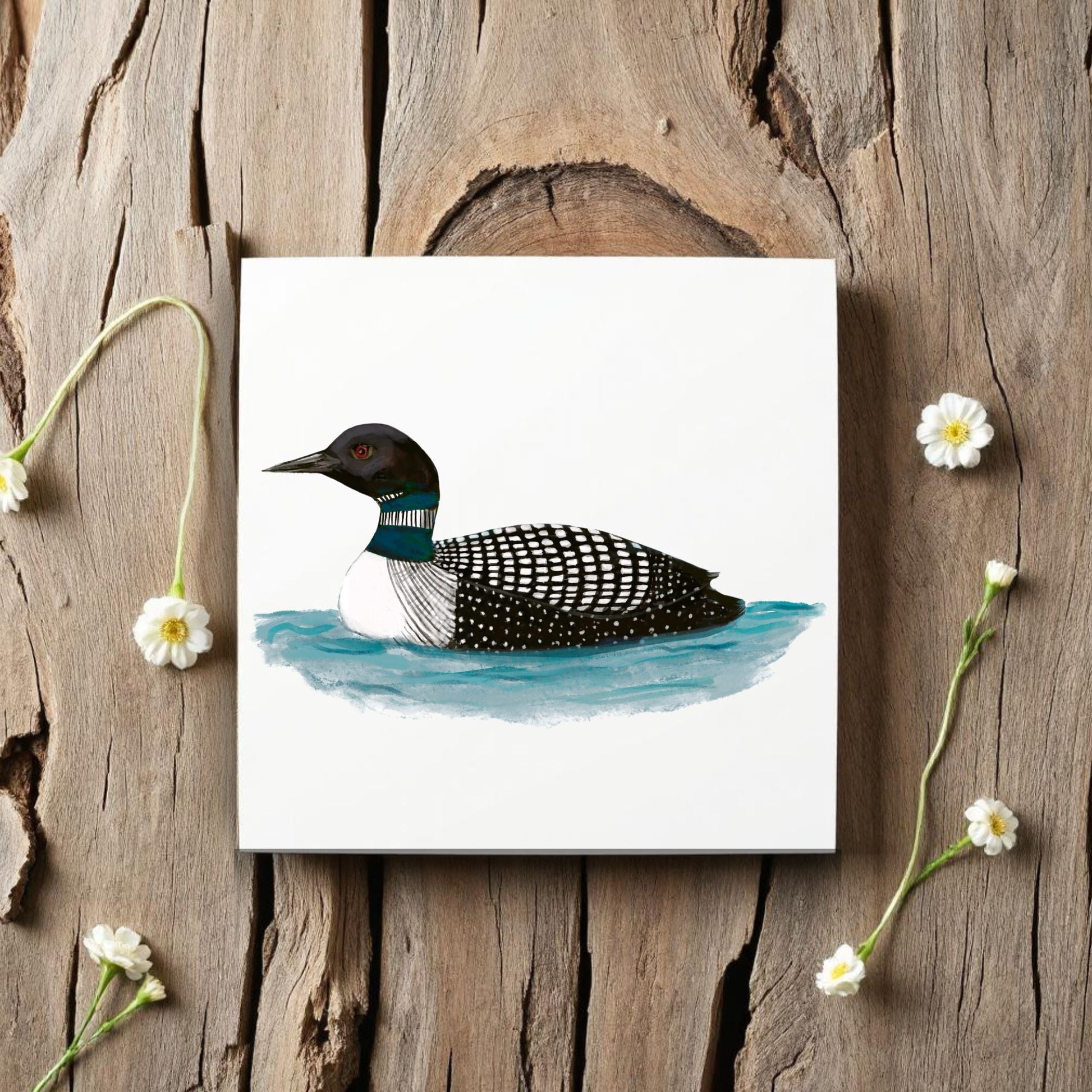 Majestic Loon on Water Ceramic Tile - MerikaArt