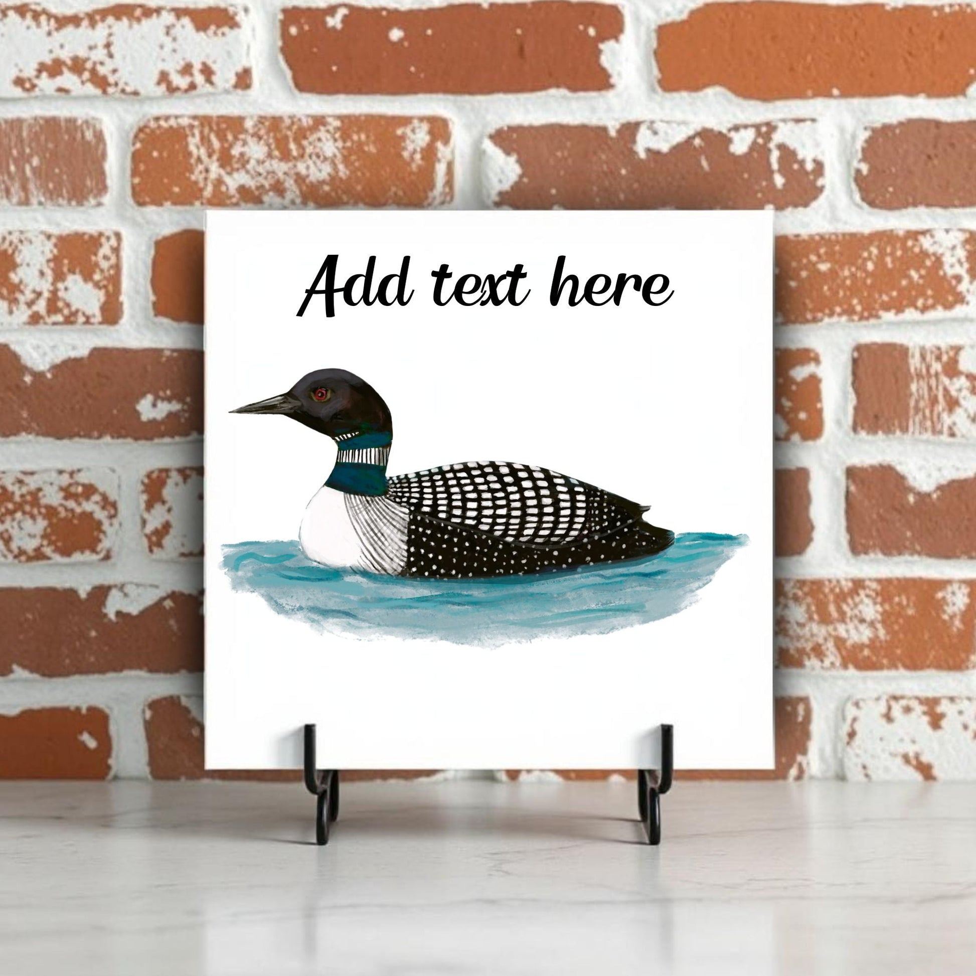 Majestic Loon on Water Ceramic Tile - MerikaArt