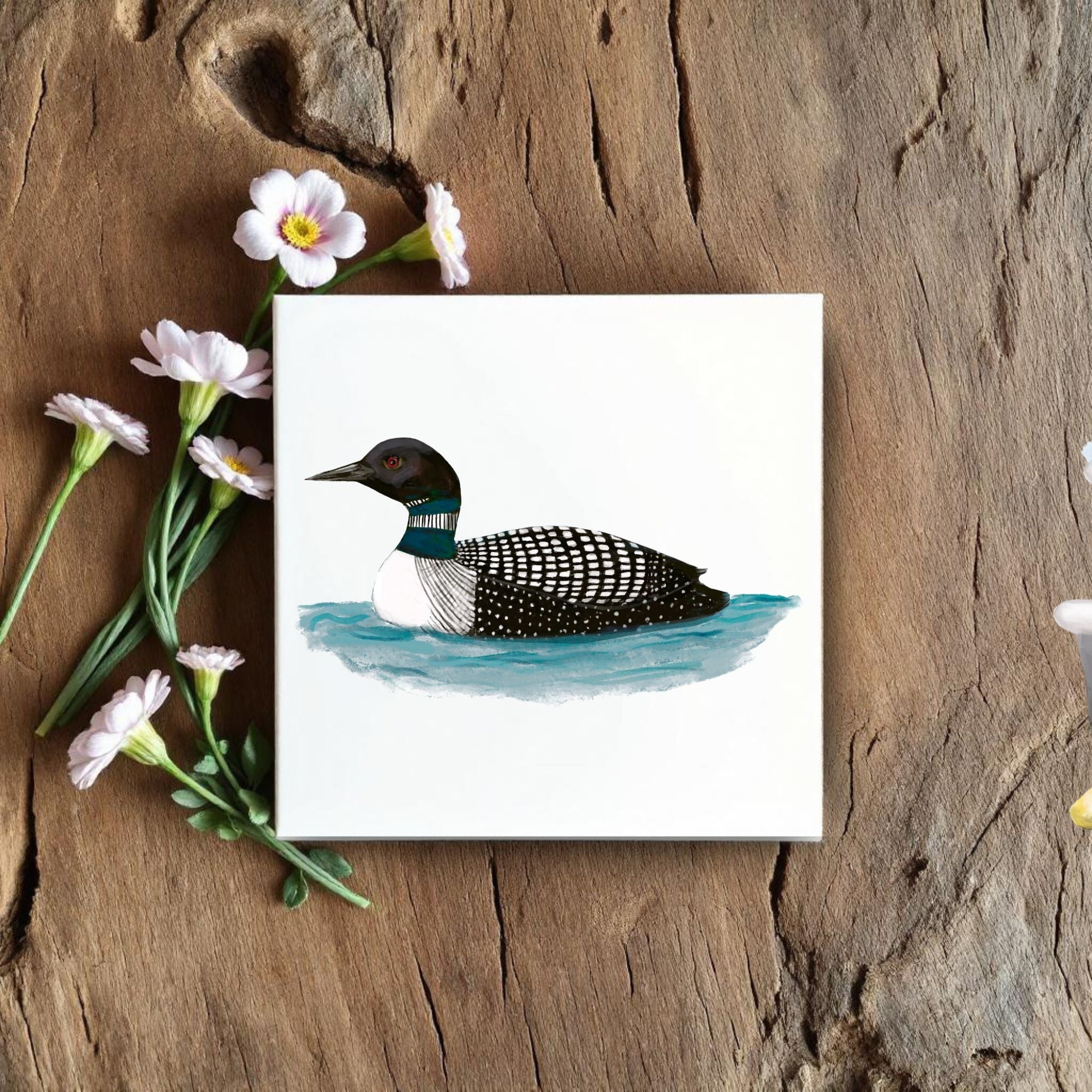 Majestic Loon on Water Ceramic Tile - MerikaArt