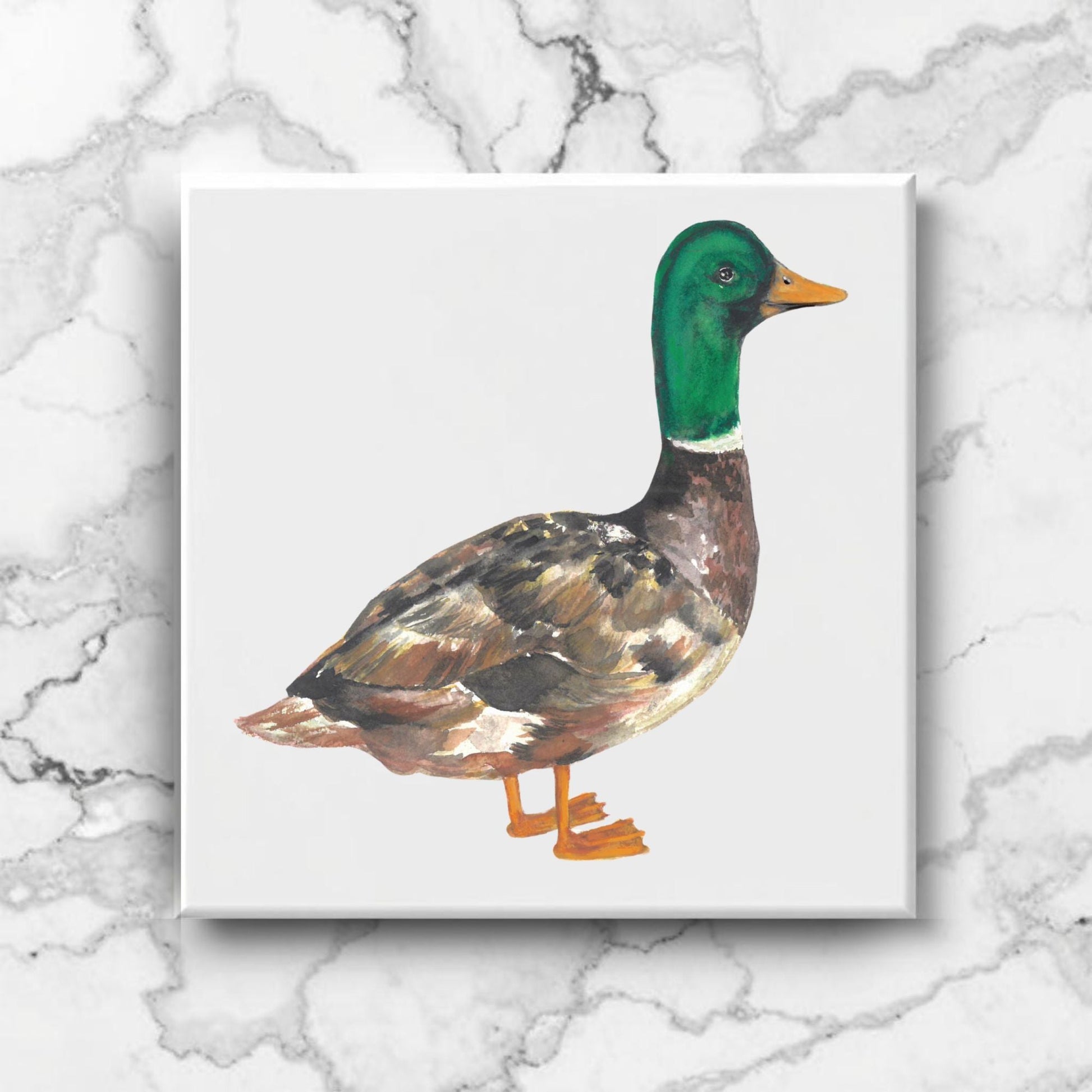 Mallard Duck Ceramic Tile – Handcrafted Bird Lover Artwork - MerikaArt