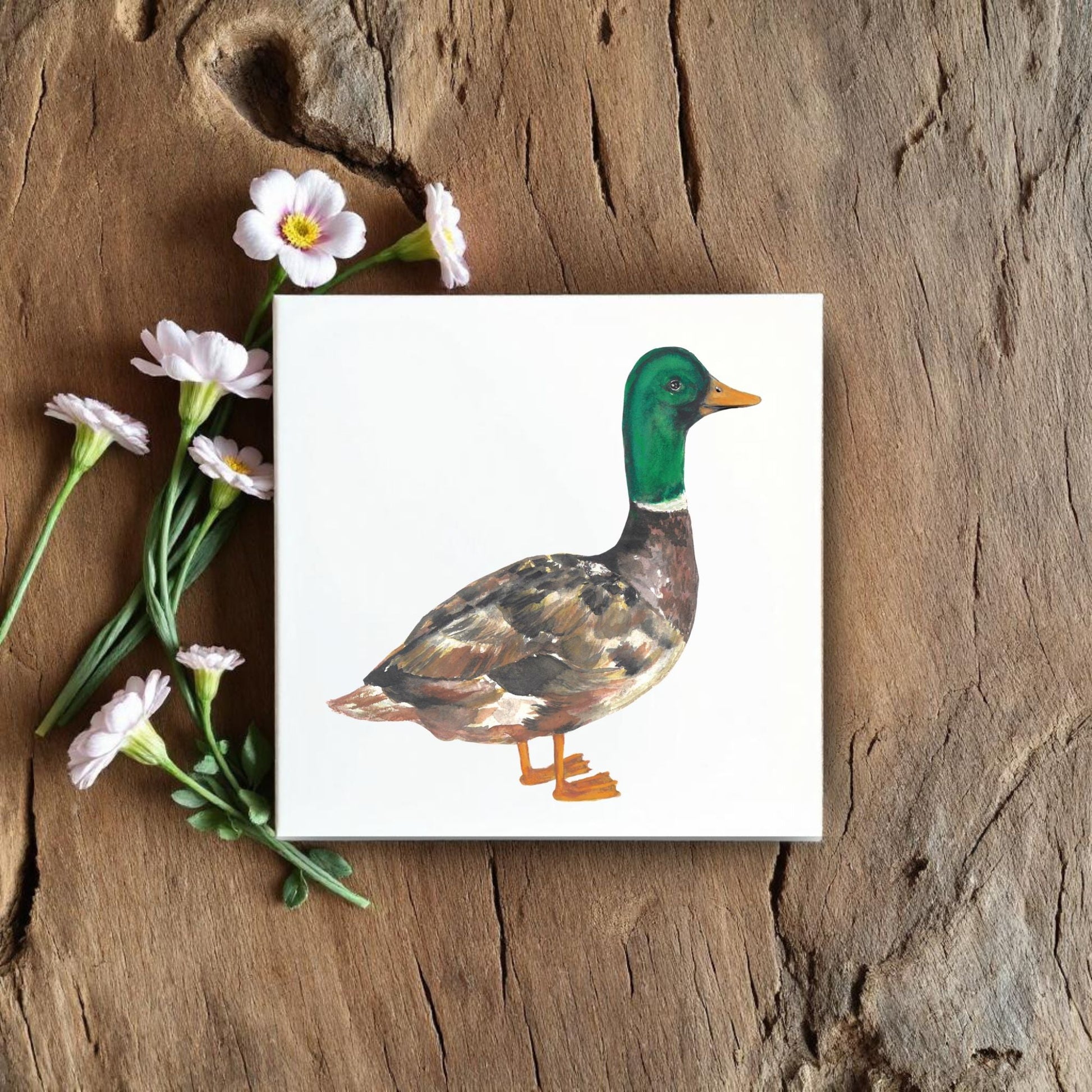 Mallard Duck Ceramic Tile – Handcrafted Bird Lover Artwork - MerikaArt