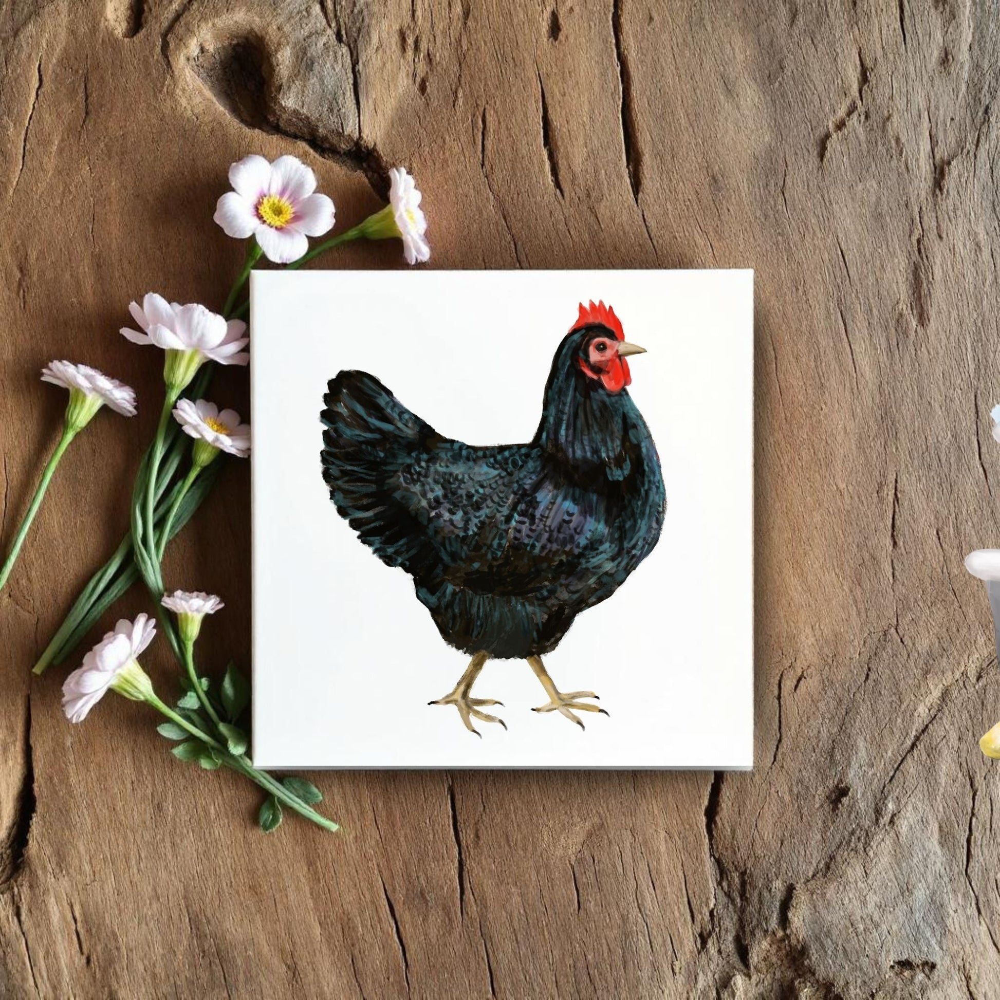 Midnight Hen Ceramic Tile - MerikaArt