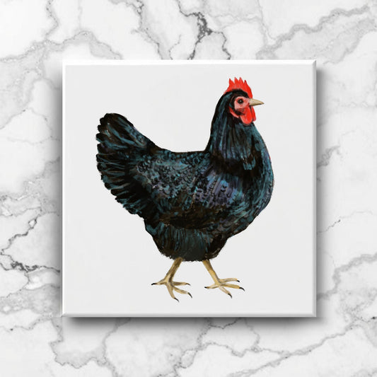 Midnight Hen Ceramic Tile - MerikaArt