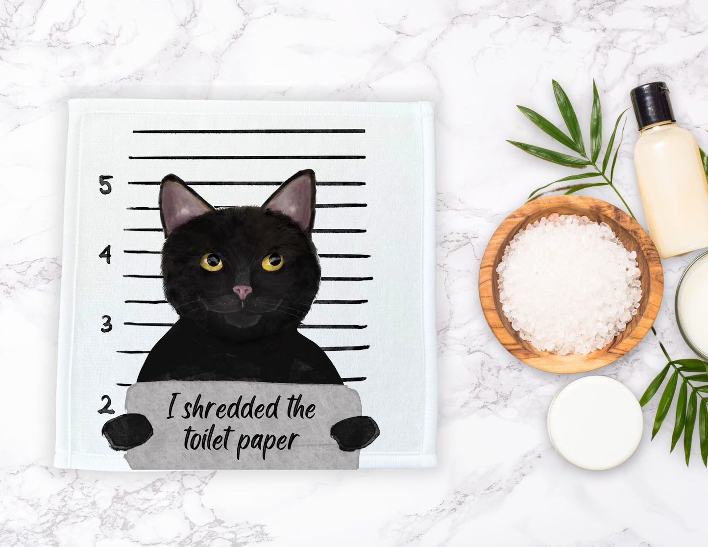 Mischievous Cat Washcloth | "I Shredded the Toilet Paper" - MerikaArt