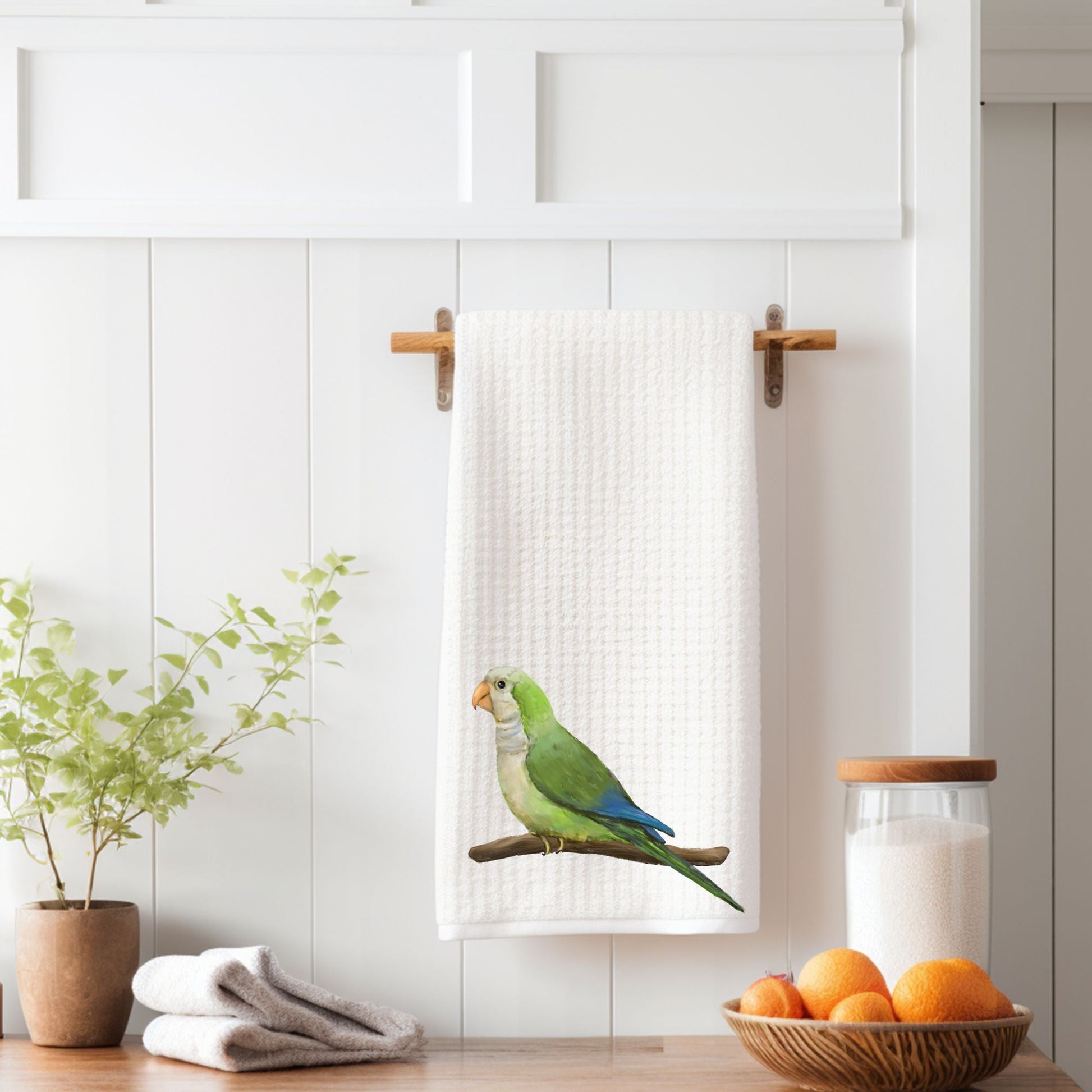 Monk Parakeet Kitchen Towel - MerikaArt