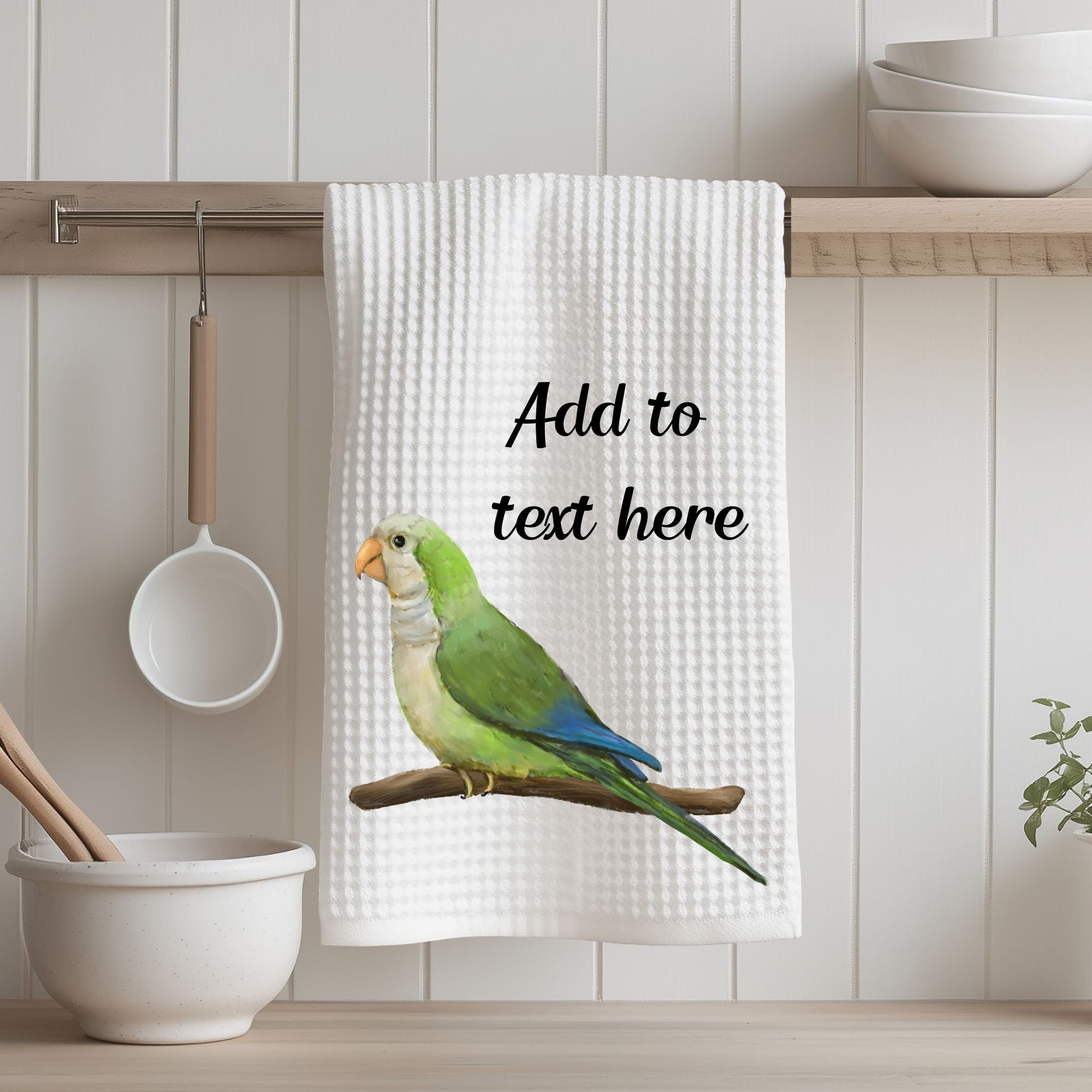 Monk Parakeet Kitchen Towel - MerikaArt