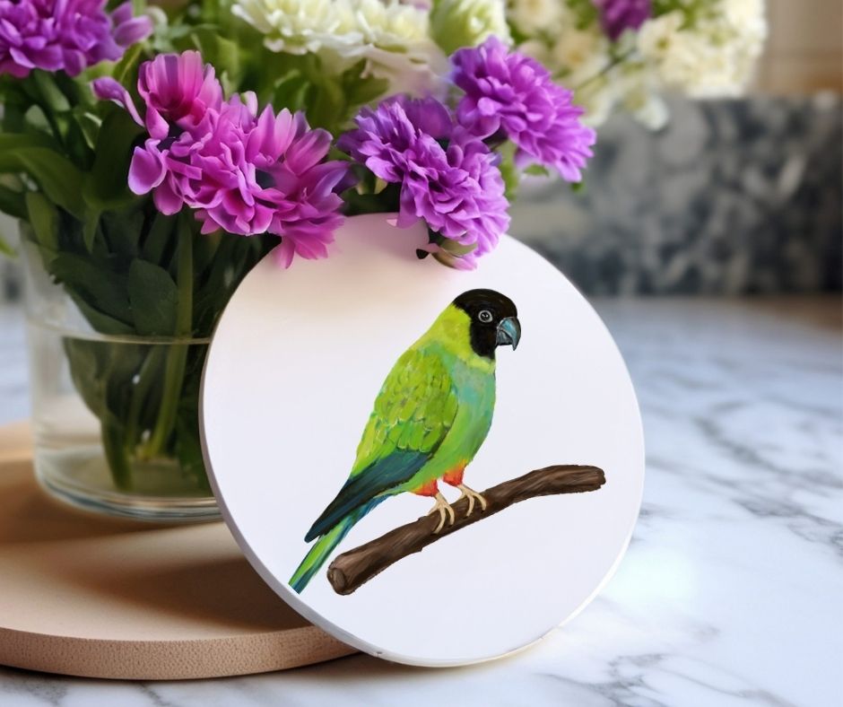 Nanday Conure Ceramic Coaster - MerikaArt