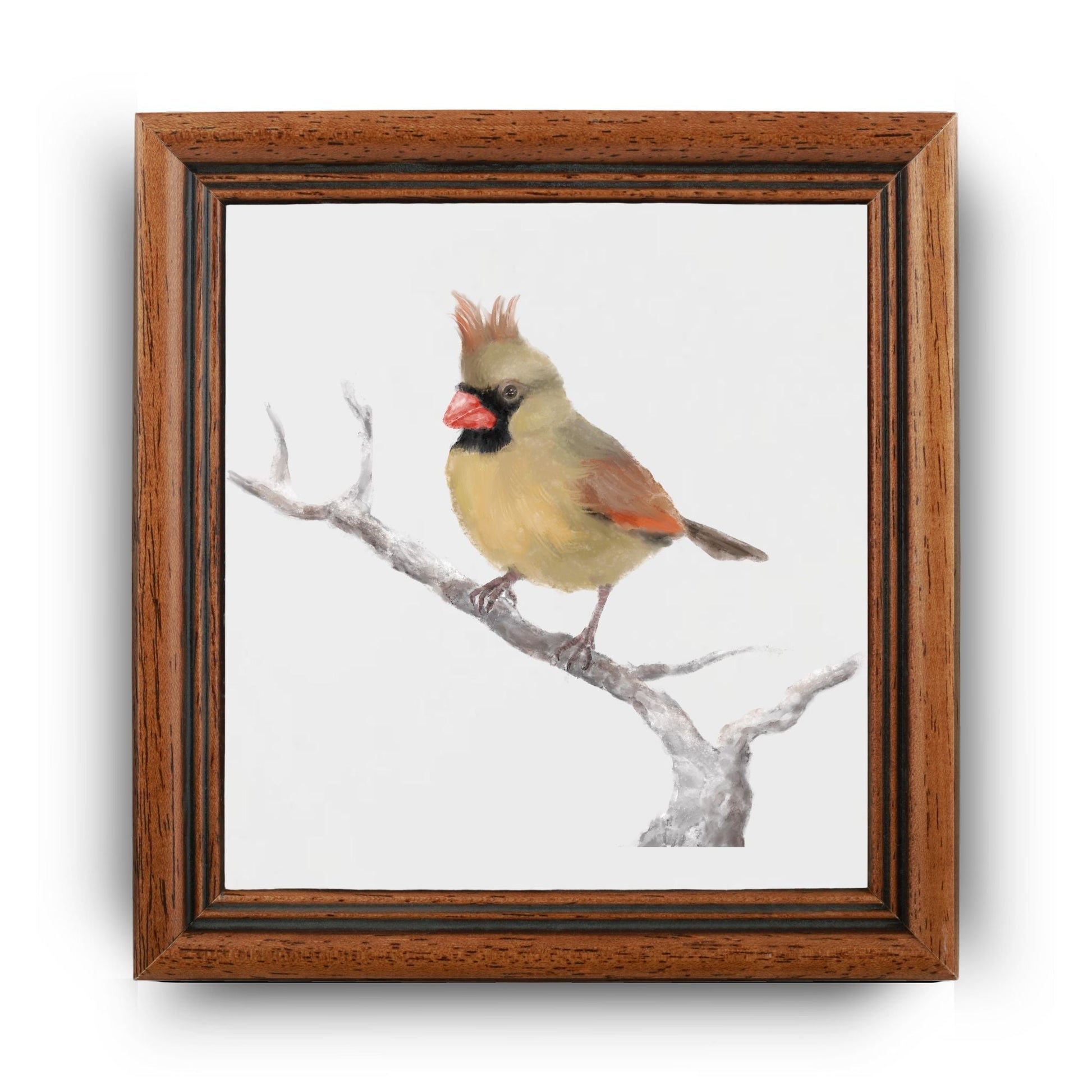 Northern Cardinal Ceramic Tile – Handcrafted Bird Lover Artwork - MerikaArt