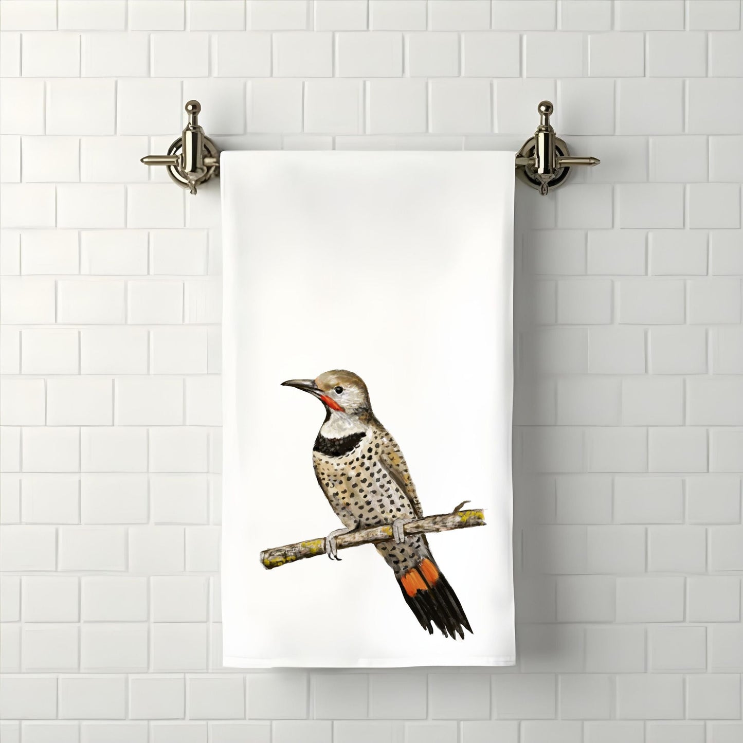 Northern Flicker Bird Bathroom Towel - MerikaArt