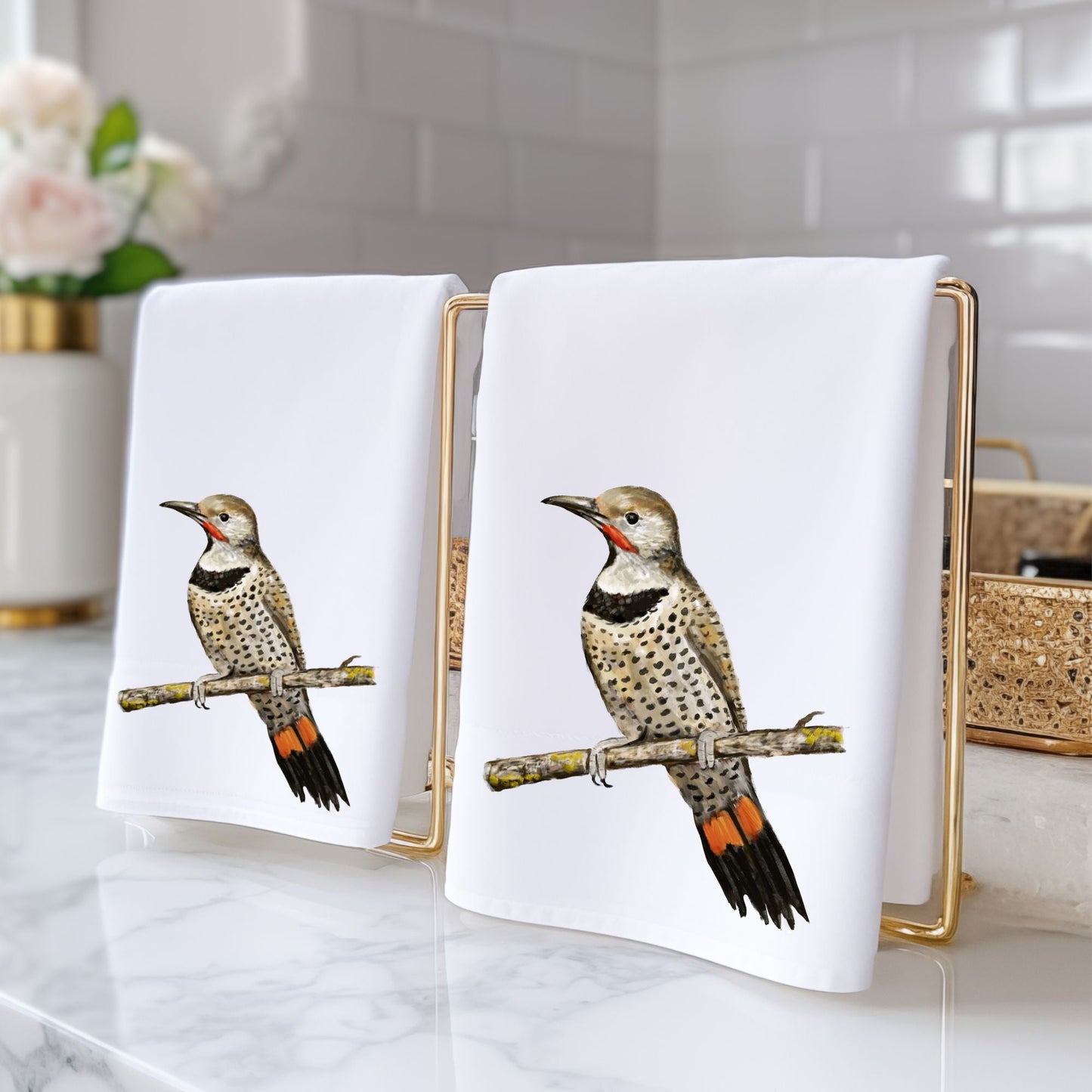 Northern Flicker Bird Bathroom Towel - MerikaArt