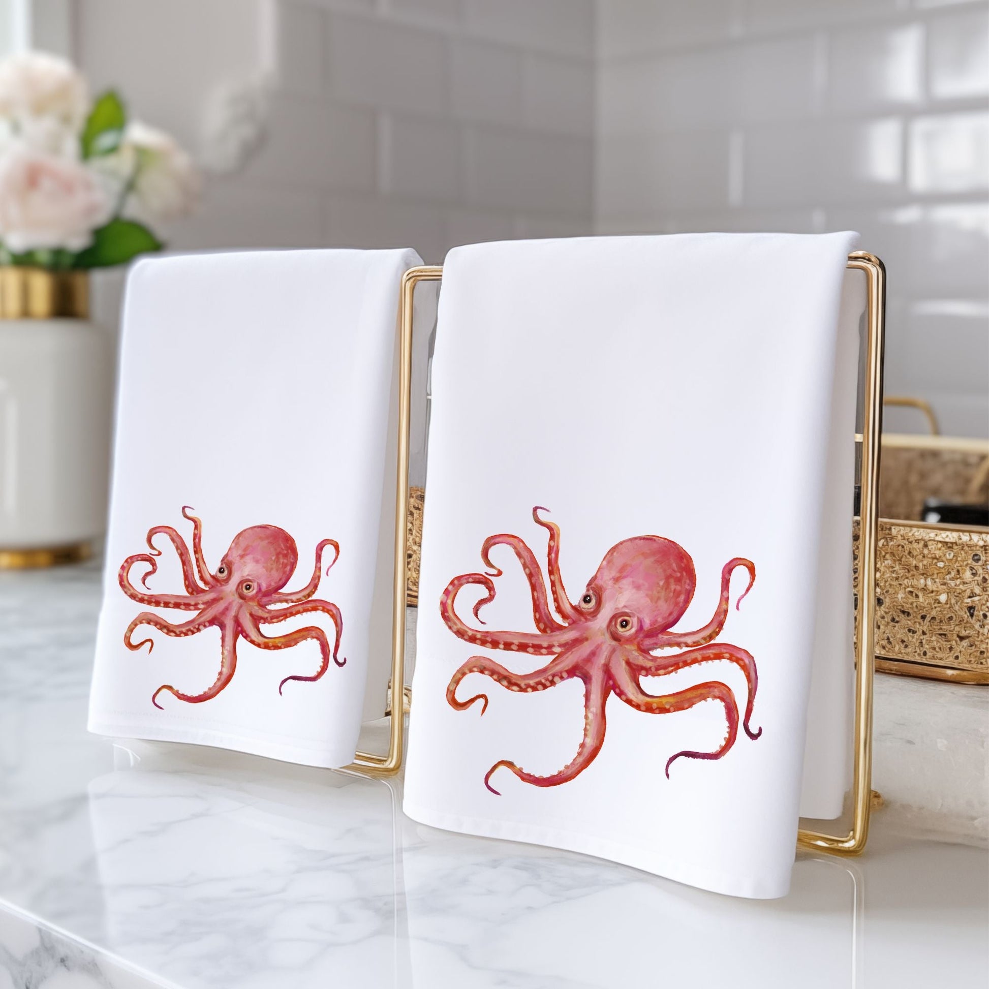 Octopus Bathroom Towel - MerikaArt