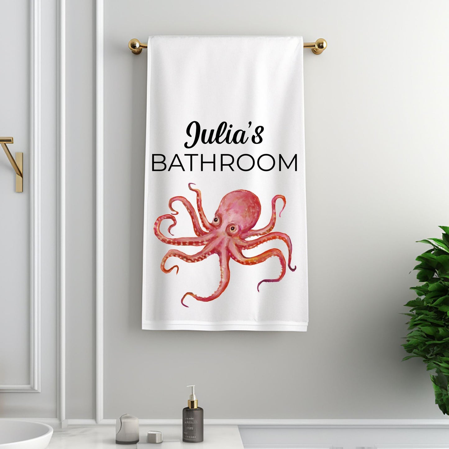 Octopus Bathroom Towel - MerikaArt