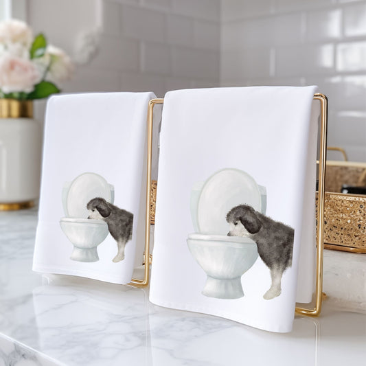 Old English Sheepdog Bathroom Towel - MerikaArt