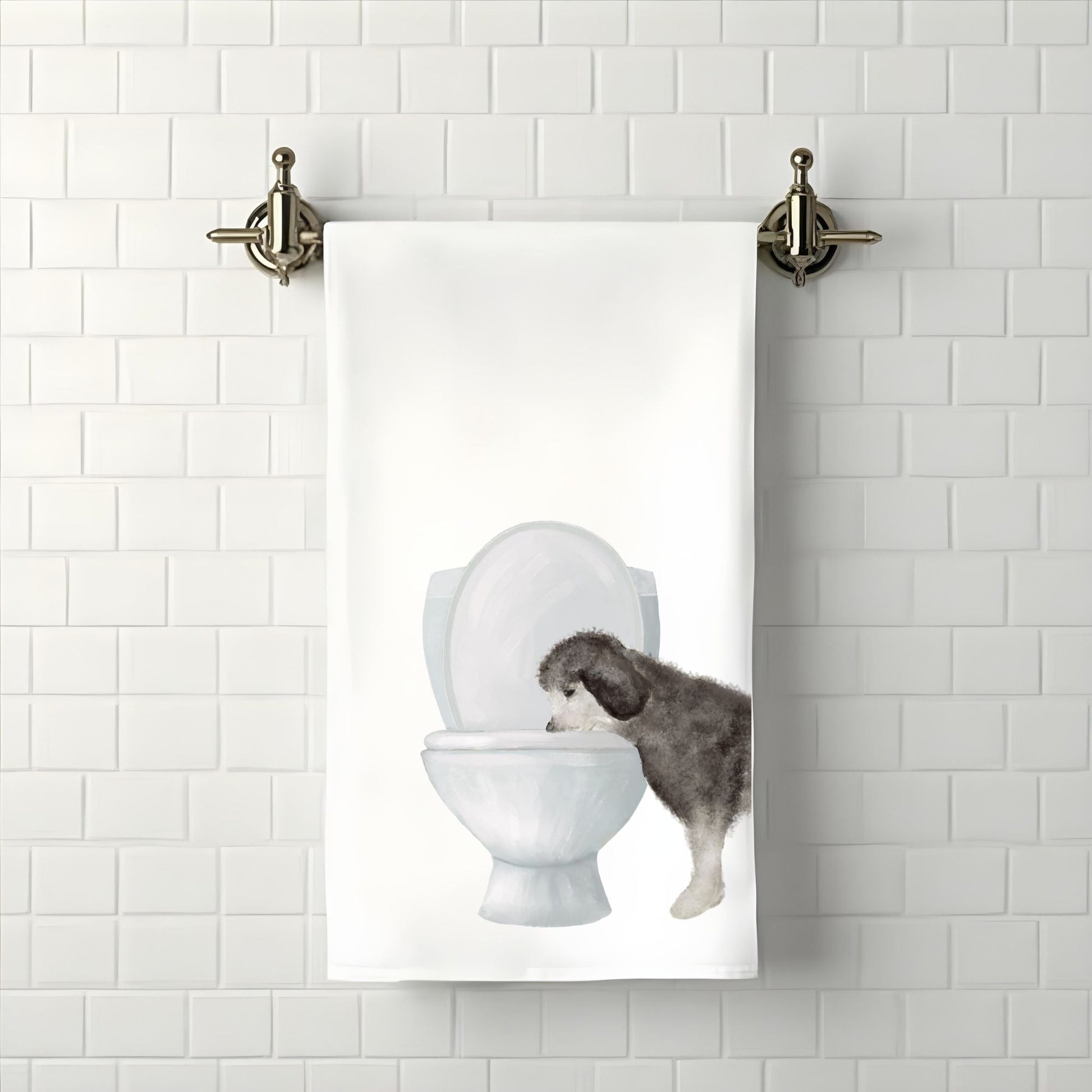 Old English Sheepdog Bathroom Towel - MerikaArt
