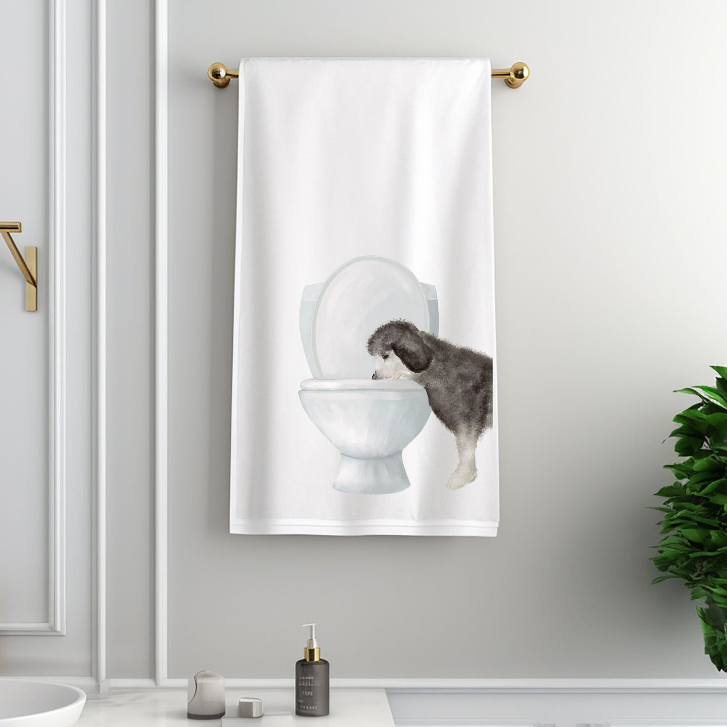 Old English Sheepdog Bathroom Towel - MerikaArt